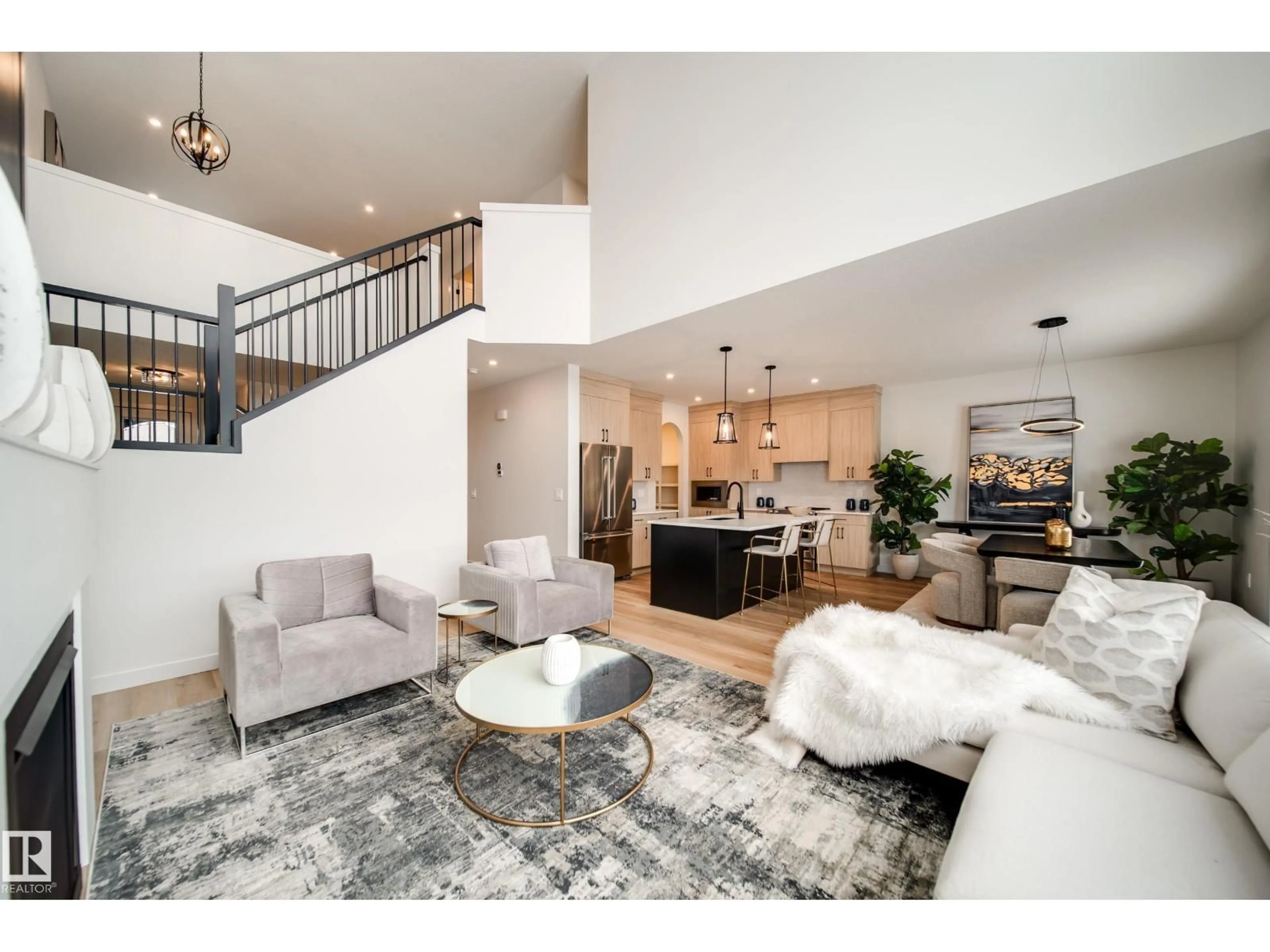 Living room with furniture, unknown for 3 CLOUTIER CL, St. Albert Alberta T8T2C9