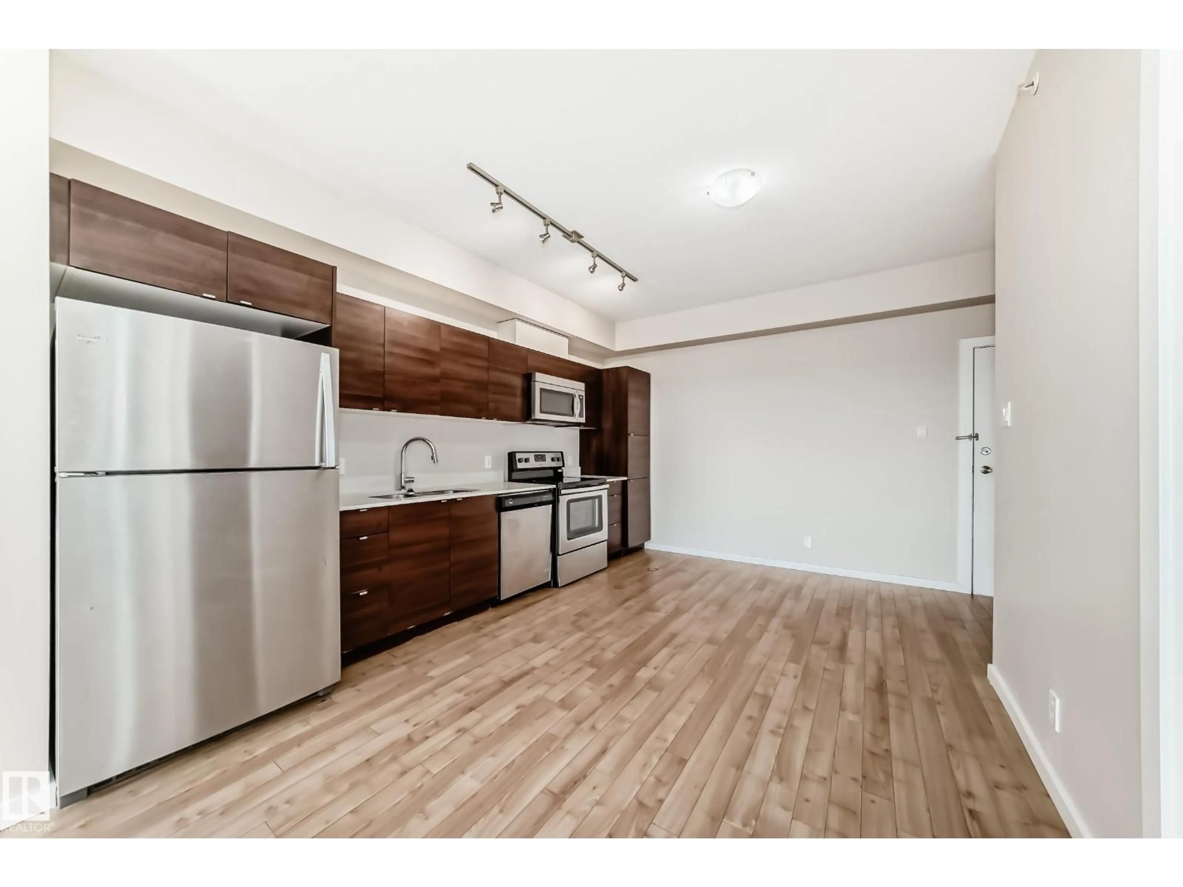 Standard kitchen, wood/laminate floor for #413 - 9519 160 AV, Edmonton Alberta T5Z0N1
