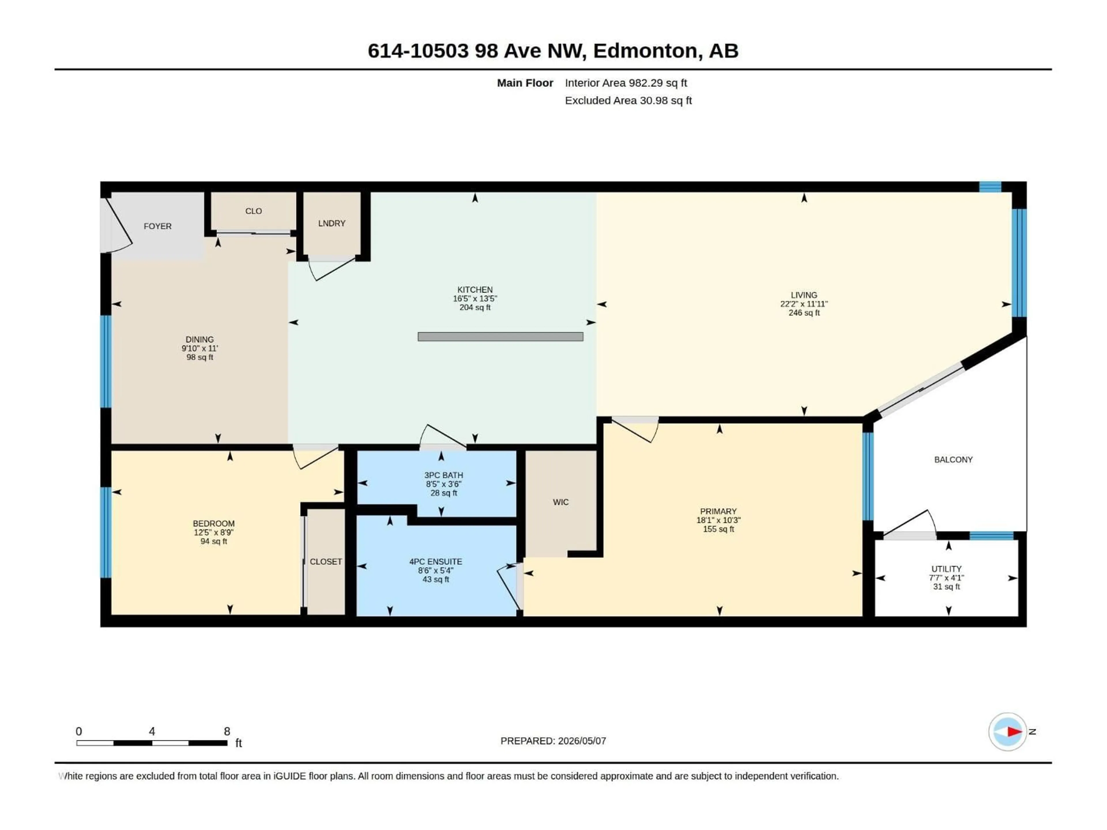 Floor plan for #614 - 10503 98 AV, Edmonton Alberta T5K0B2