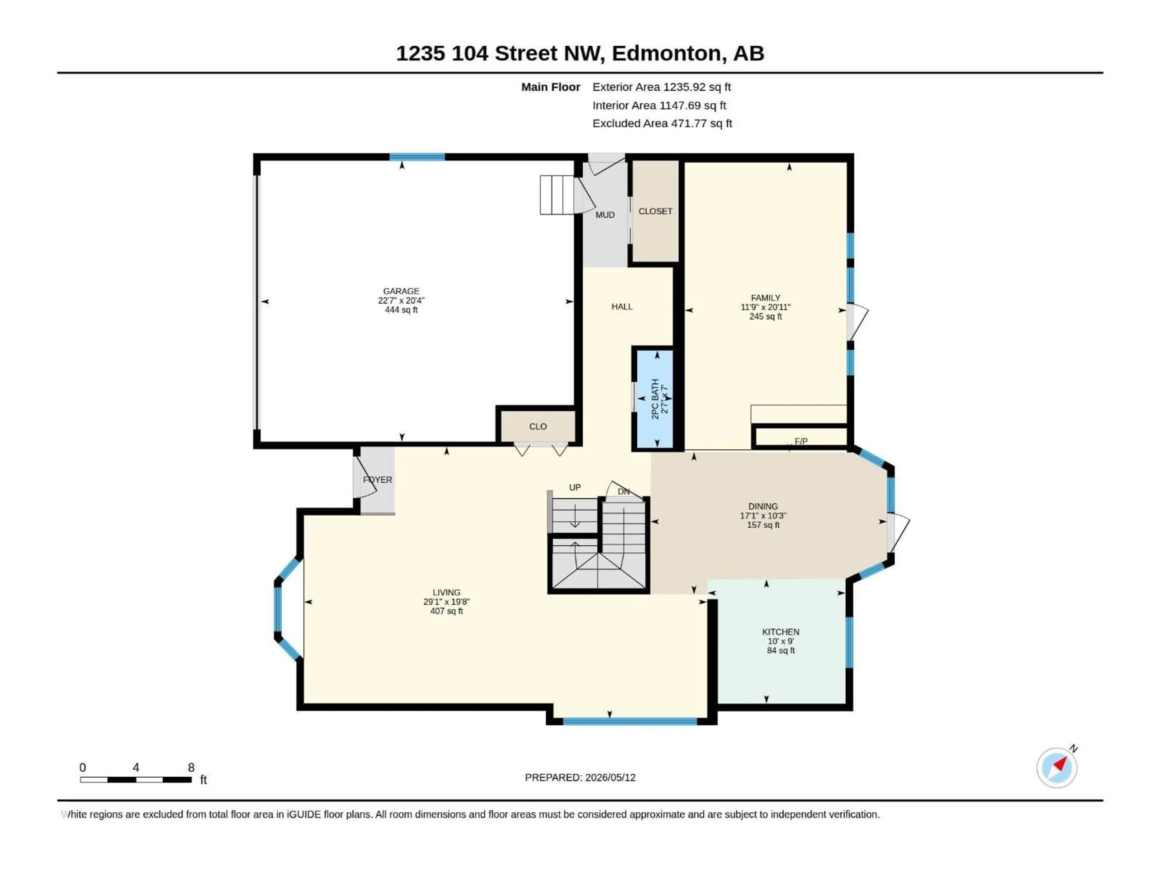Floor plan for NW - 1235 104 ST, Edmonton Alberta T6J6E4