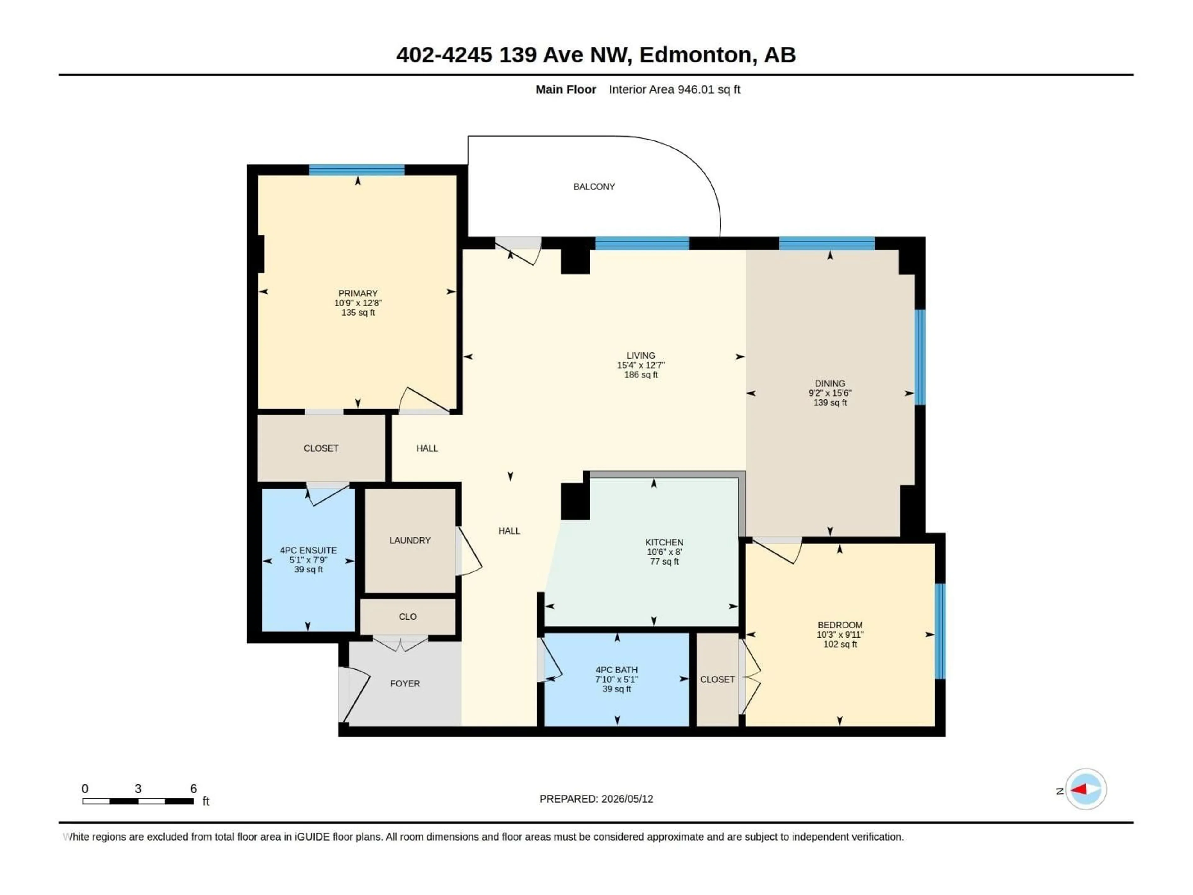 Floor plan for #1-402 - 4245 139 AV, Edmonton Alberta T5Y3E8
