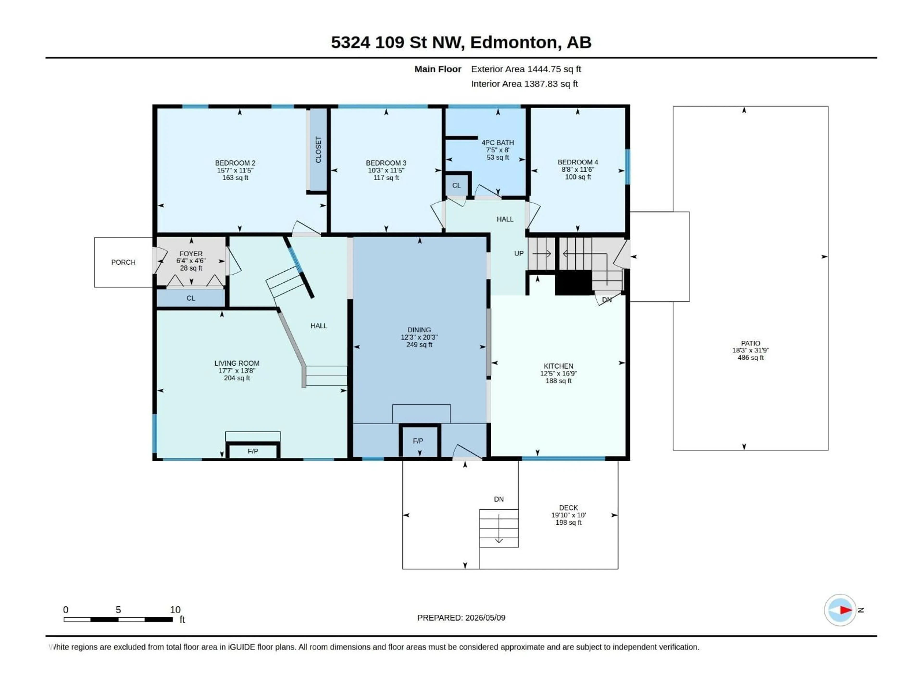 Floor plan for 5324 109 ST, Edmonton Alberta T6H3A4