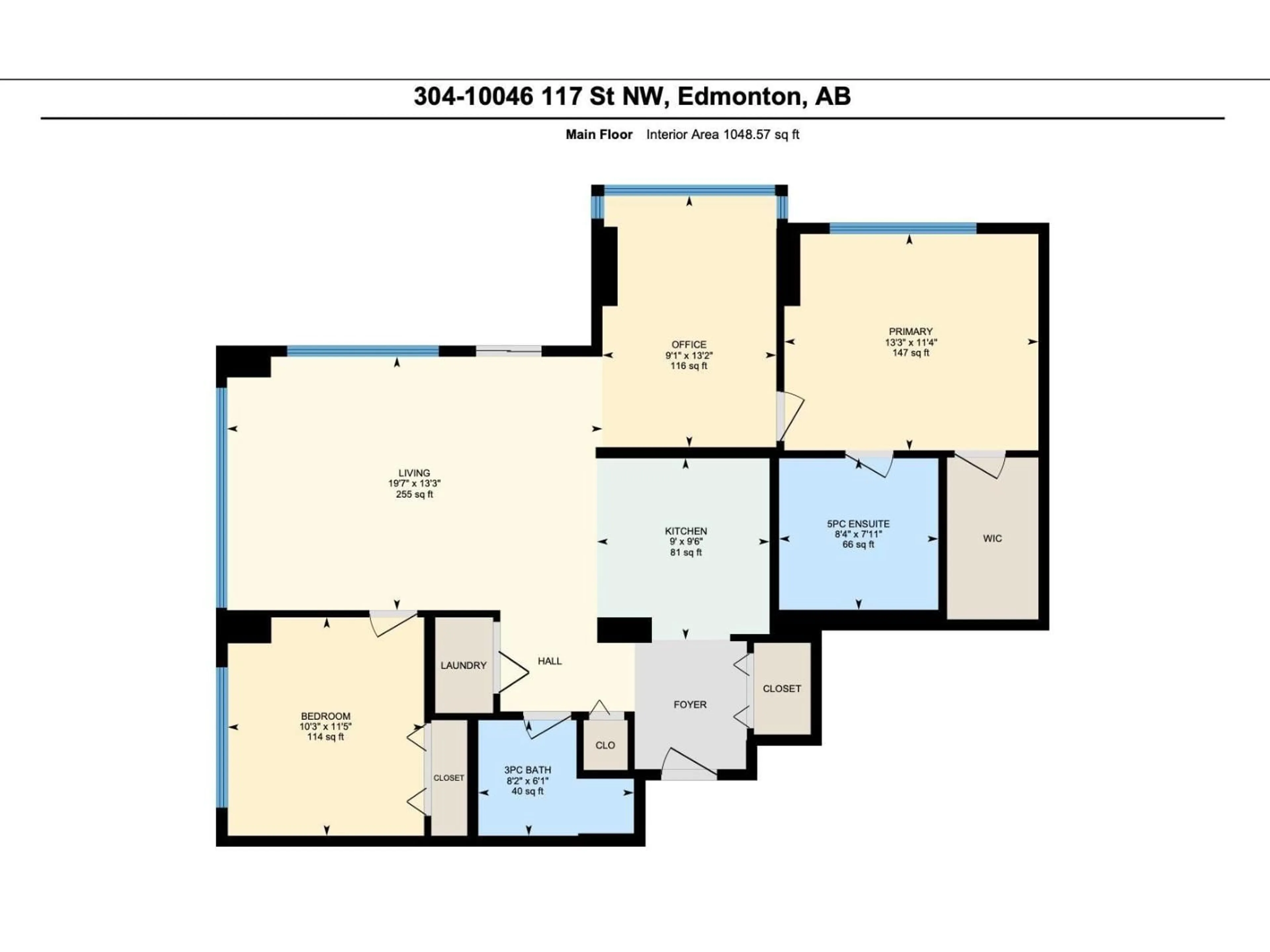 Floor plan for #304 - 10046 117 ST, Edmonton Alberta T5K1X2