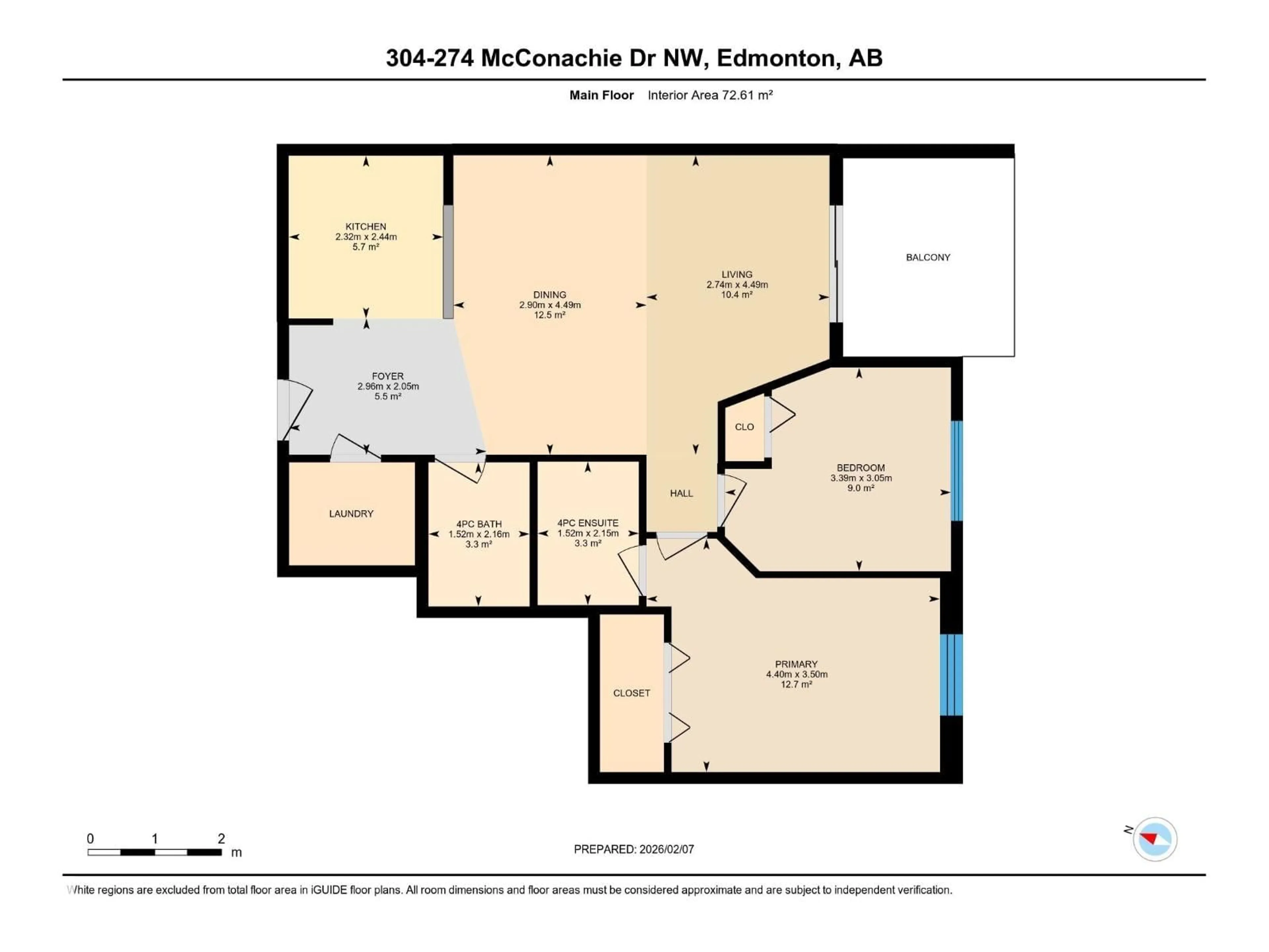 Floor plan for #304 - 274 MCCONACHIE DR, Edmonton Alberta T5Y3N4