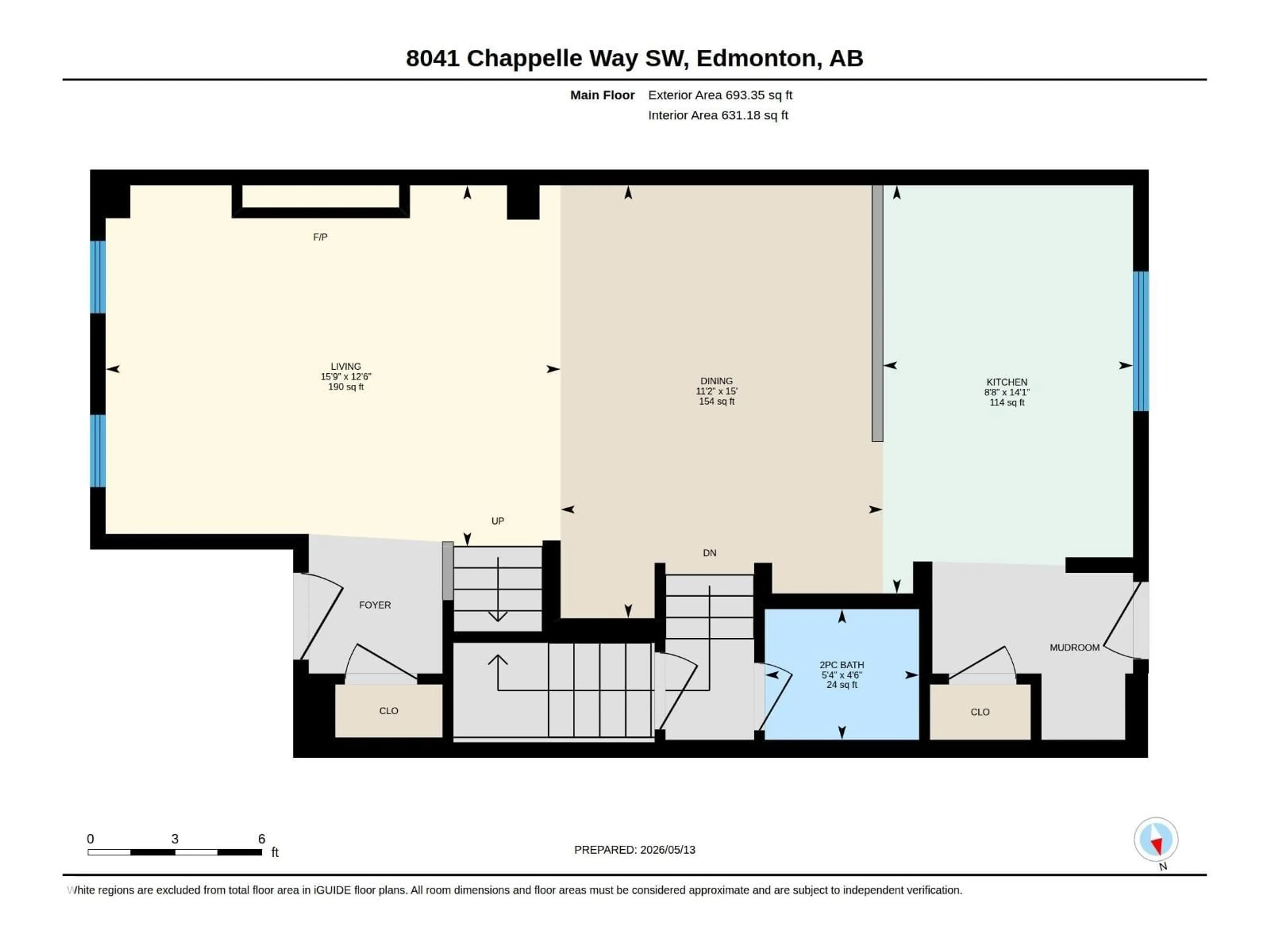 Floor plan for 8041 CHAPPELLE WY, Edmonton Alberta T6W3K8