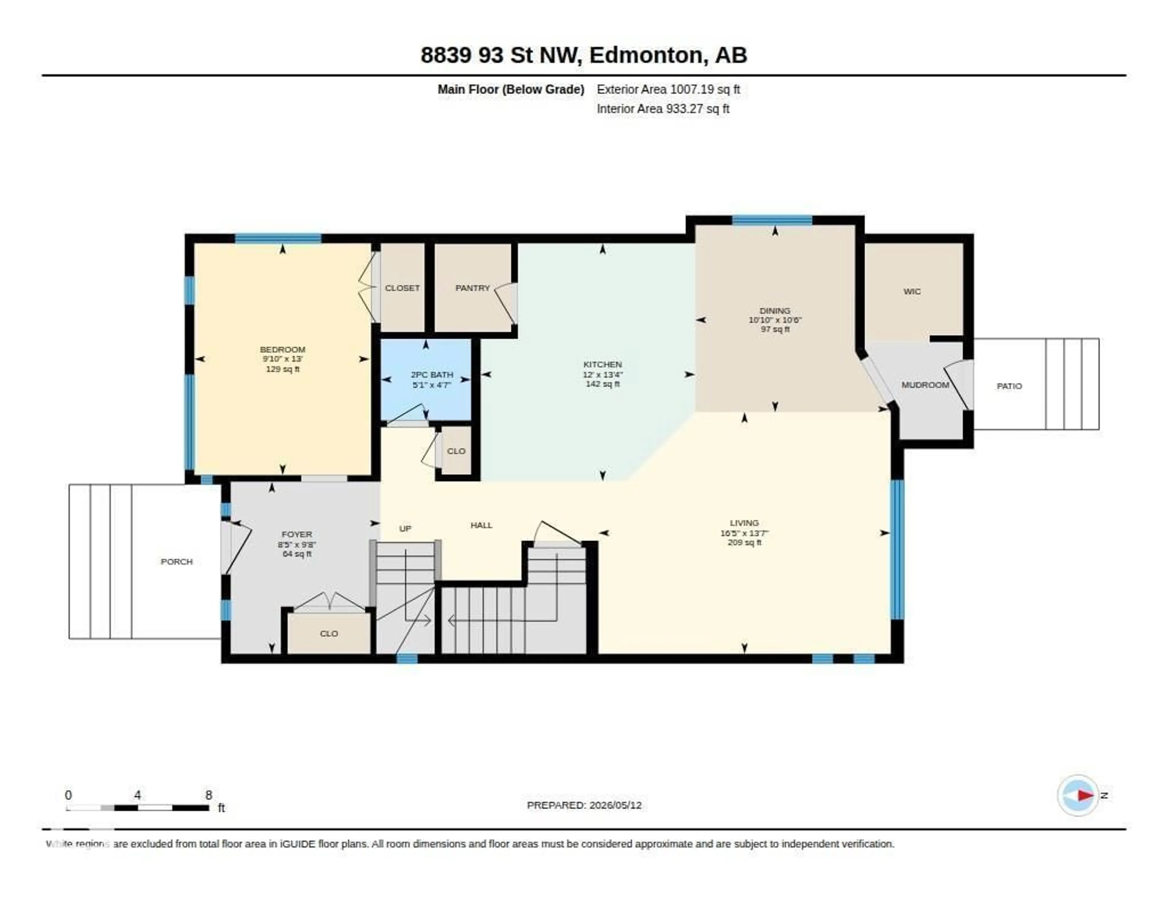 Floor plan for 8839 93 ST, Edmonton Alberta T6C3T2