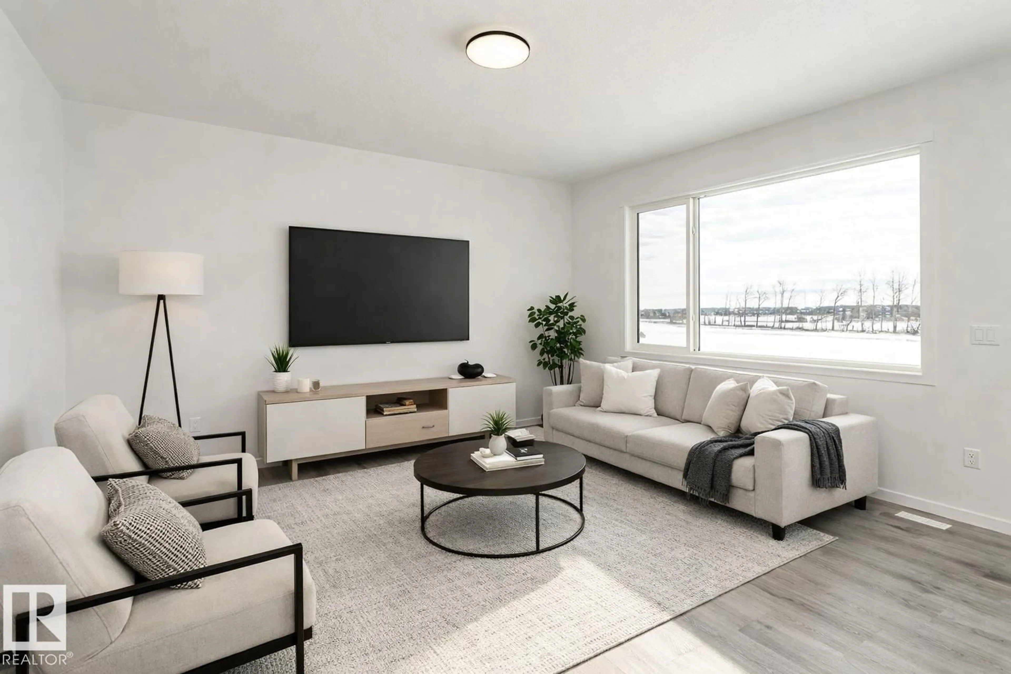 Living room with furniture, unknown for 6271 180 AV, Edmonton Alberta T5Y4L8