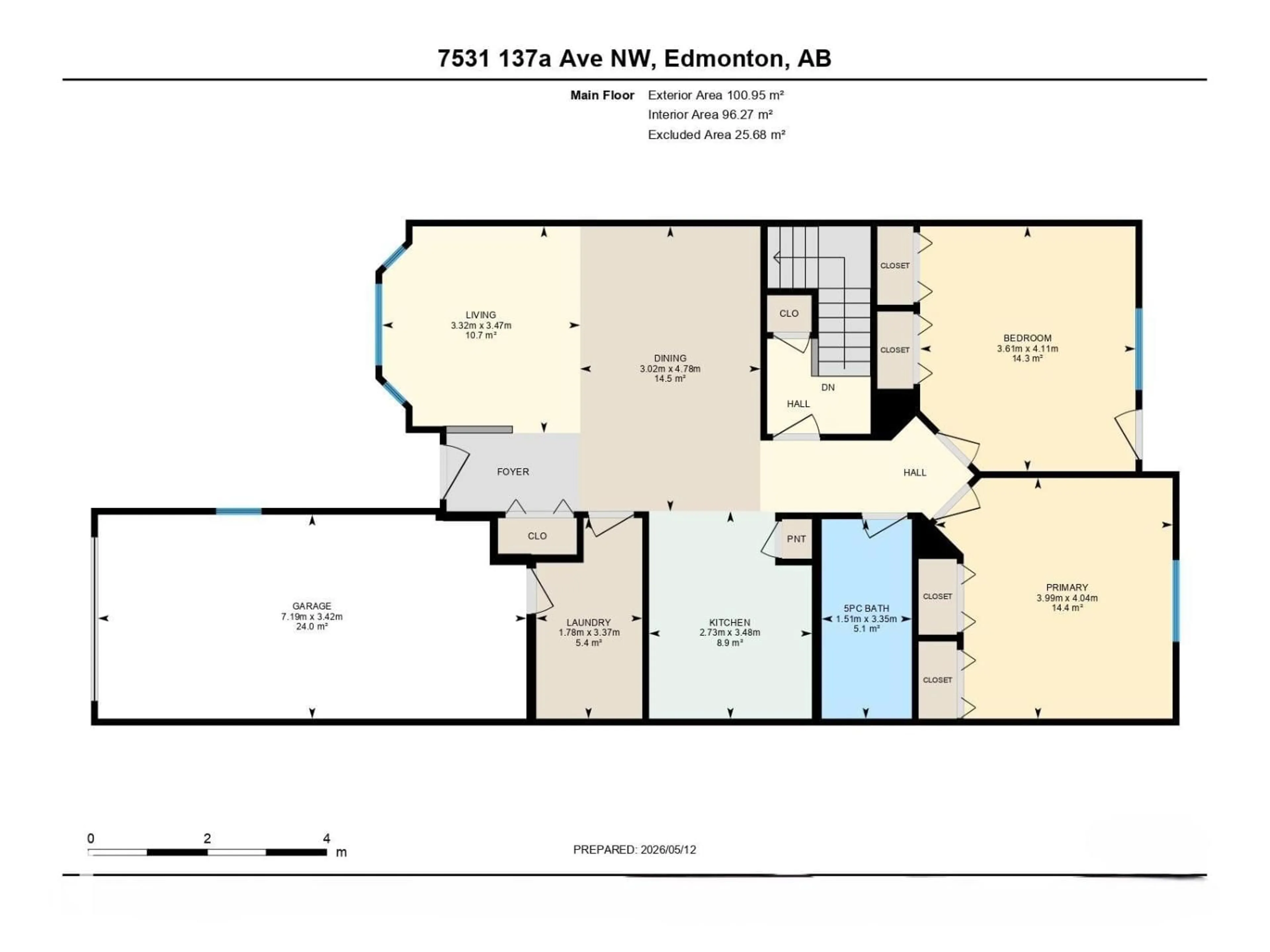 Floor plan for 7531 137A AV, Edmonton Alberta T5C3R4