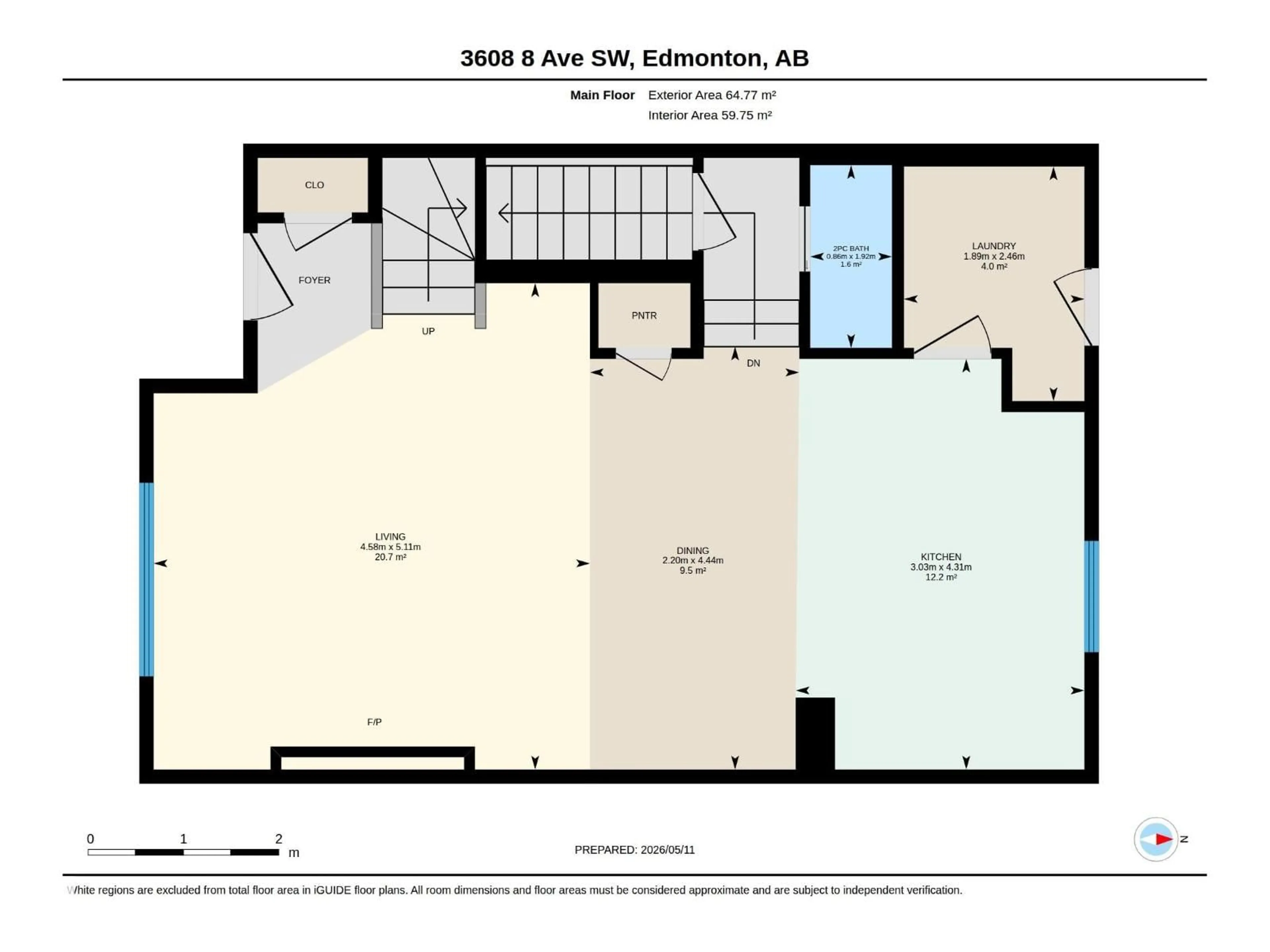 Floor plan for 3608 8 AV, Edmonton Alberta T6X2G6