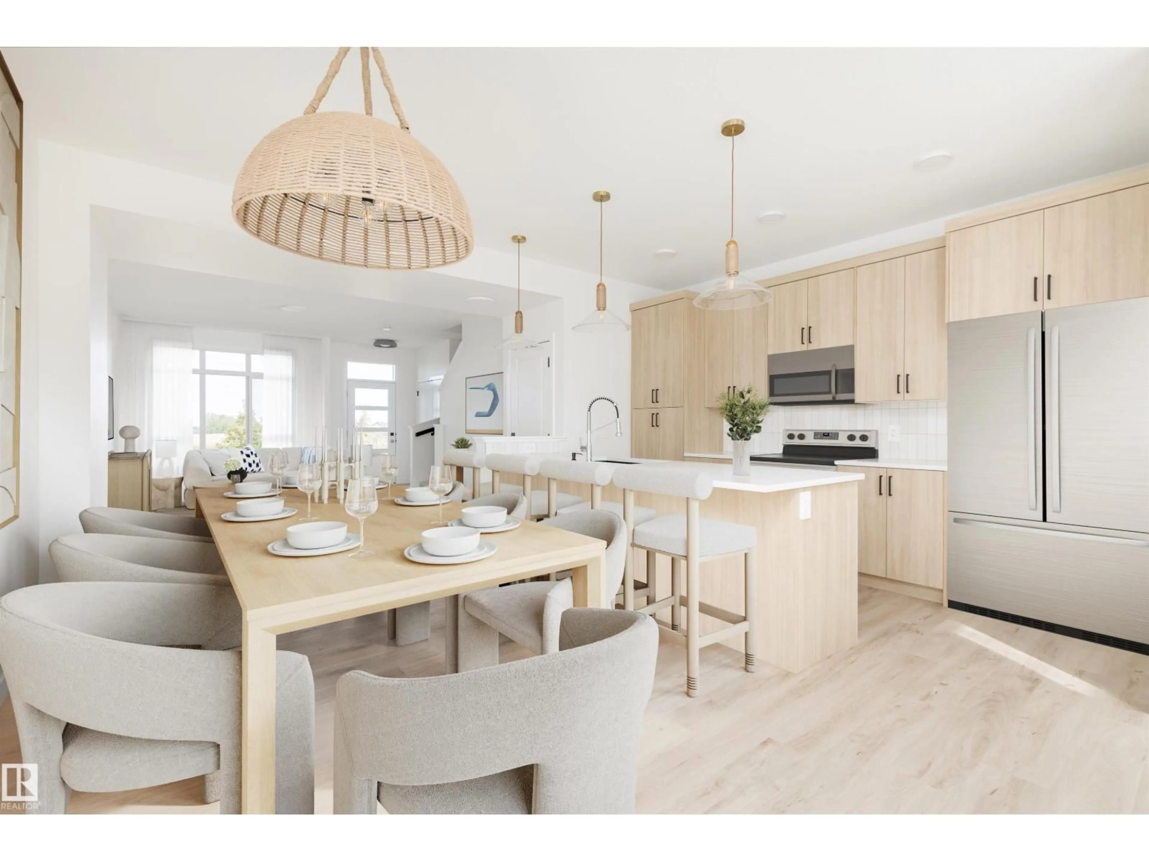 Open concept kitchen, wood/laminate floor for 168 CATRIA PT, Sherwood Park Alberta T8H3B2