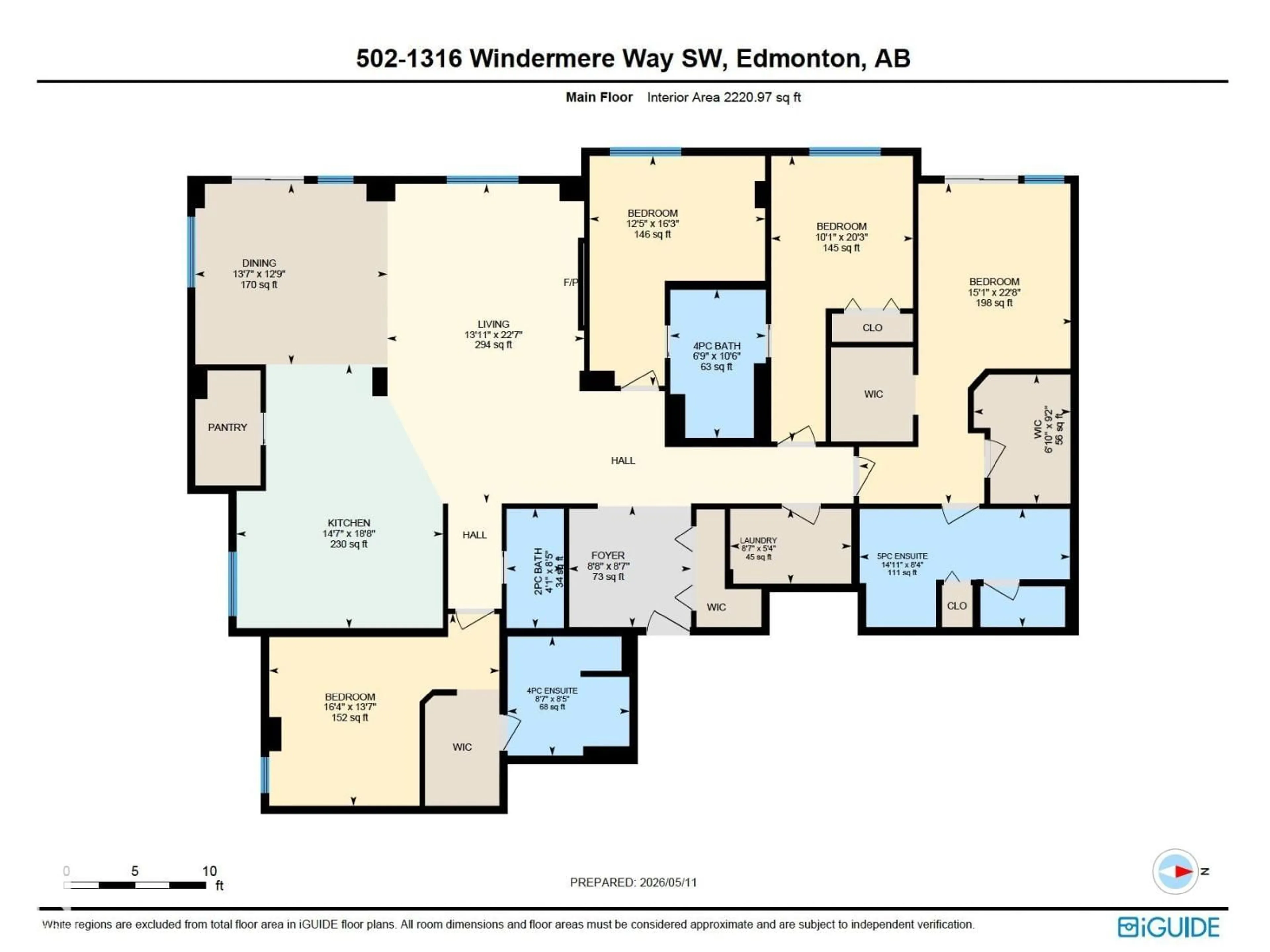 Floor plan for #502 - 1316 WINDERMERE WY, Edmonton Alberta T6W2J3