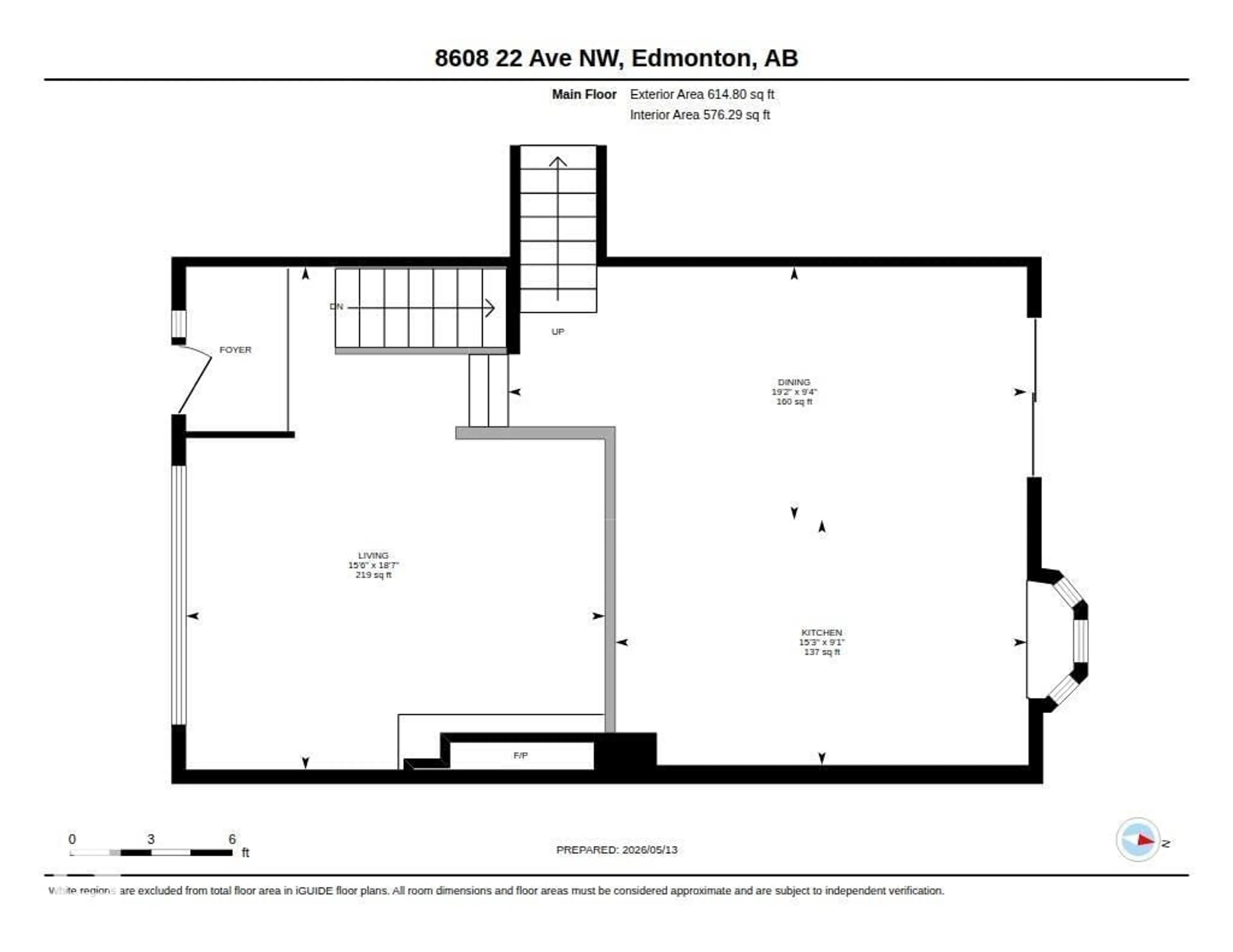 Floor plan for 8608 22 AVE, Edmonton Alberta T6K1Z8