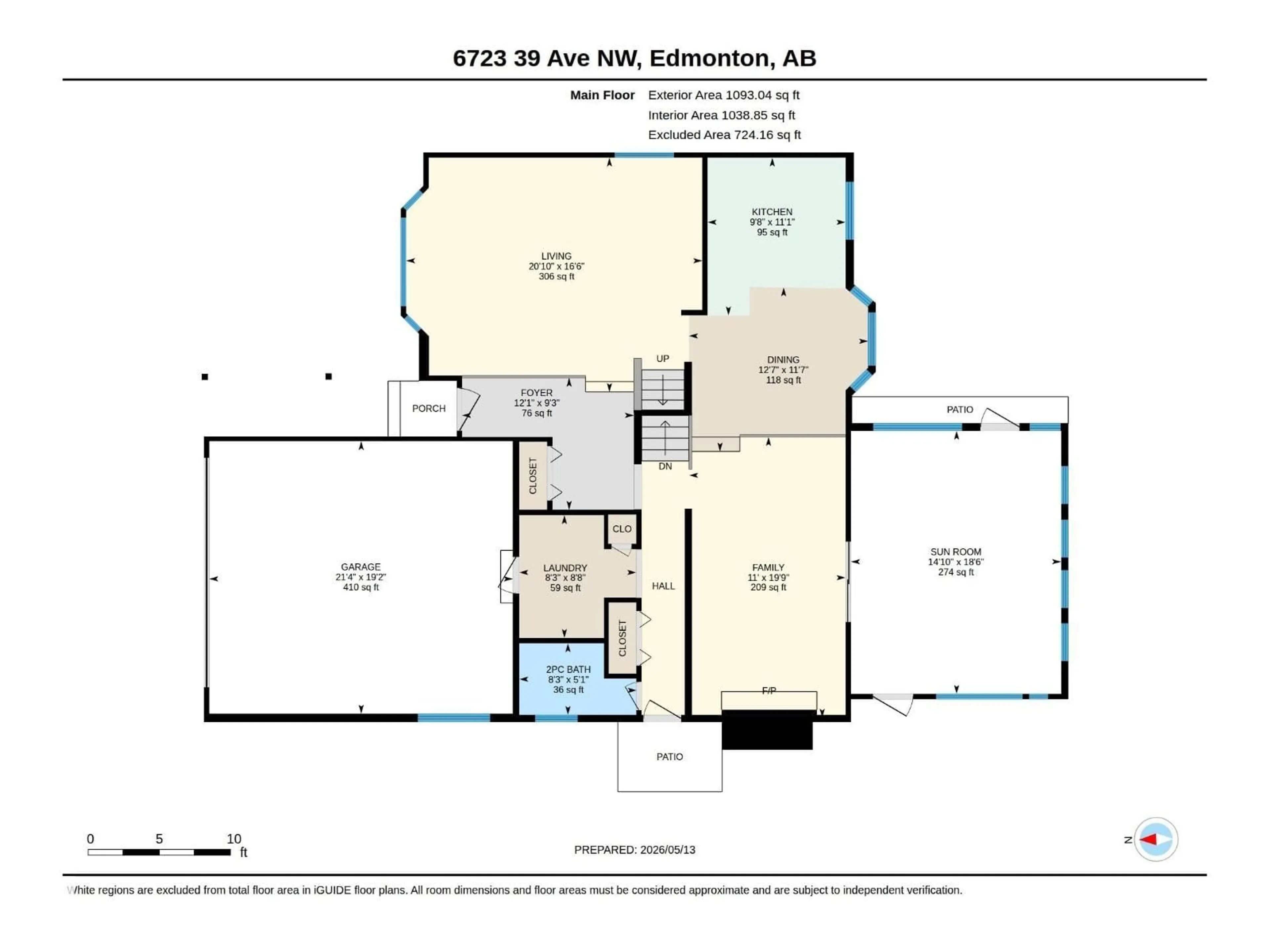 Floor plan for 6723 39 AV, Edmonton Alberta T6K2N6