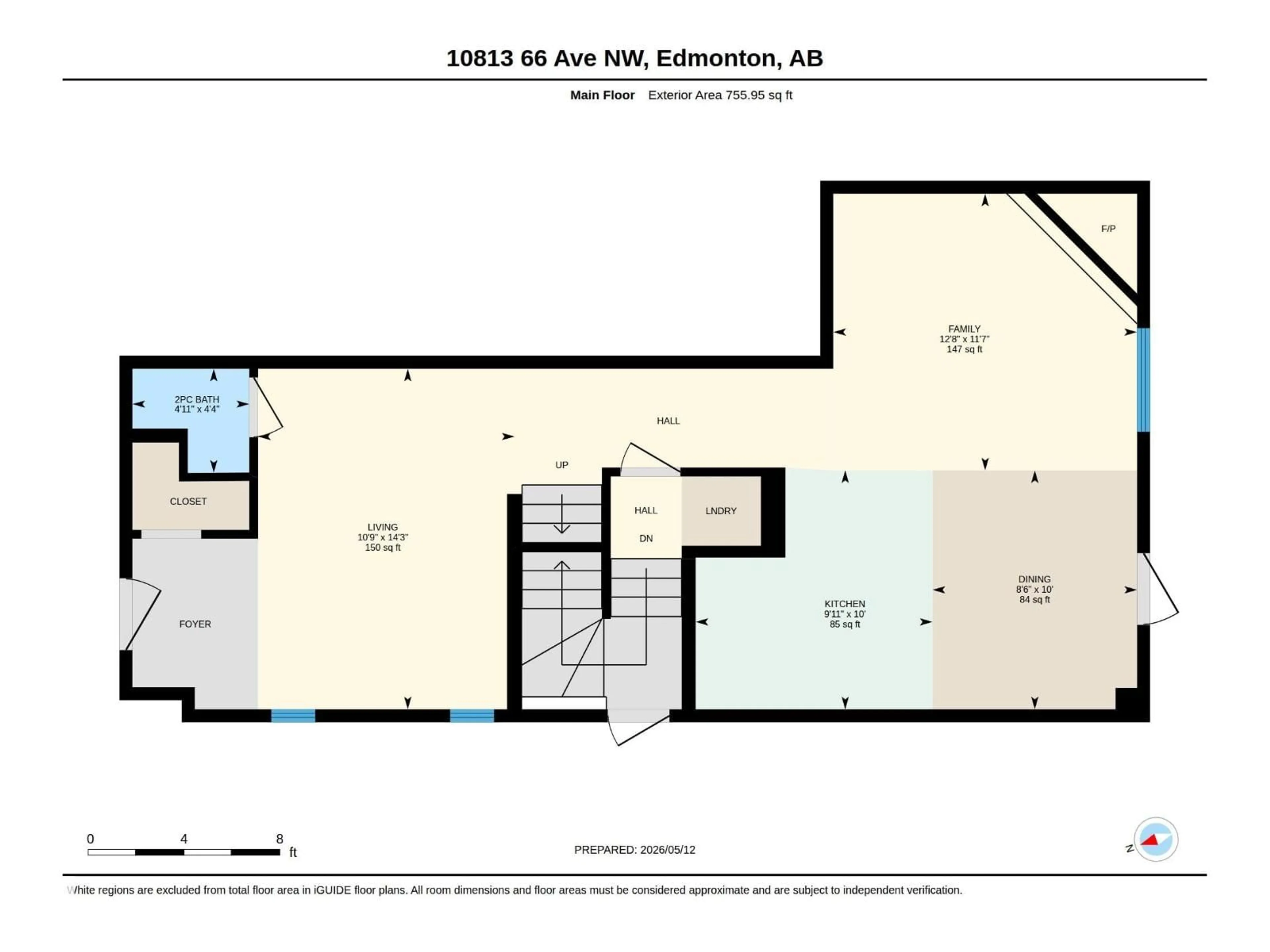 Floor plan for 10813 66 AV, Edmonton Alberta T6H1Y1