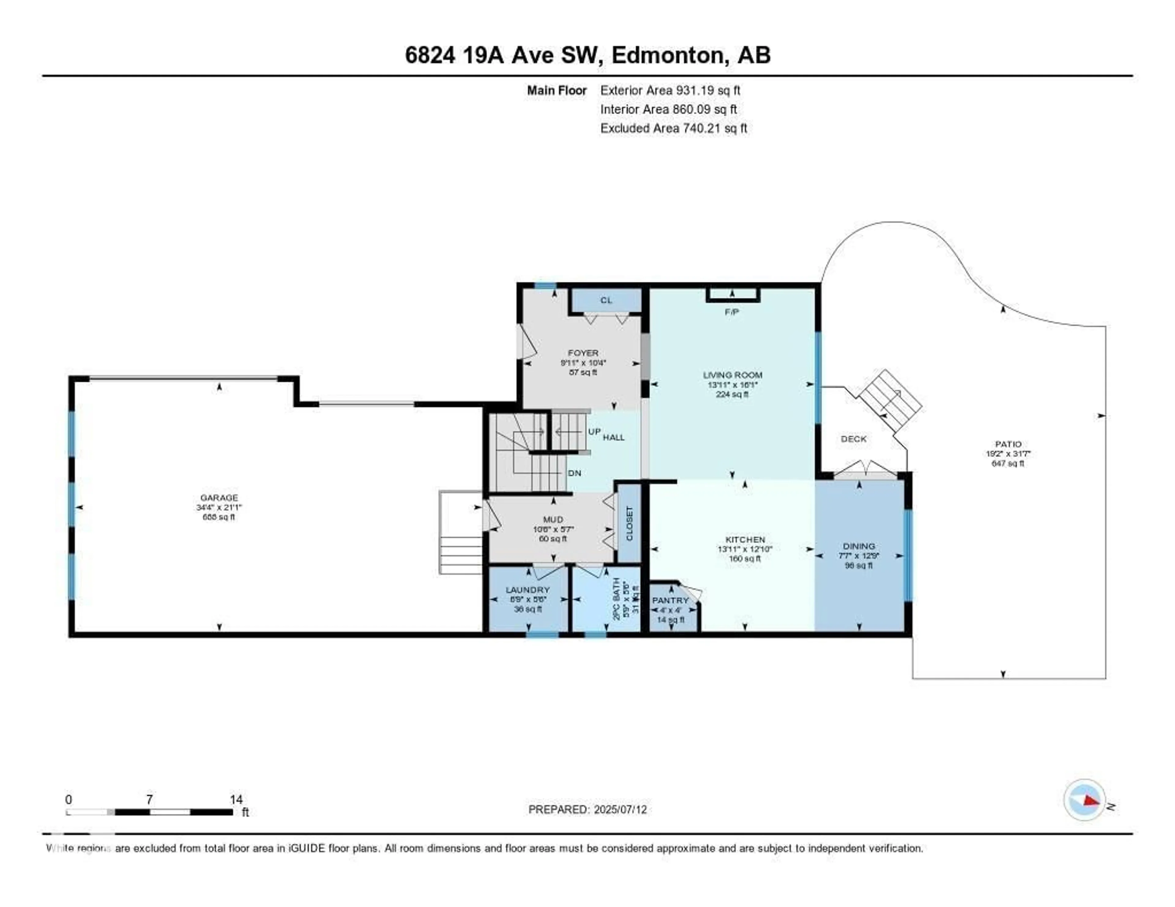 Floor plan for 6824 19A AV, Edmonton Alberta T6X0M1