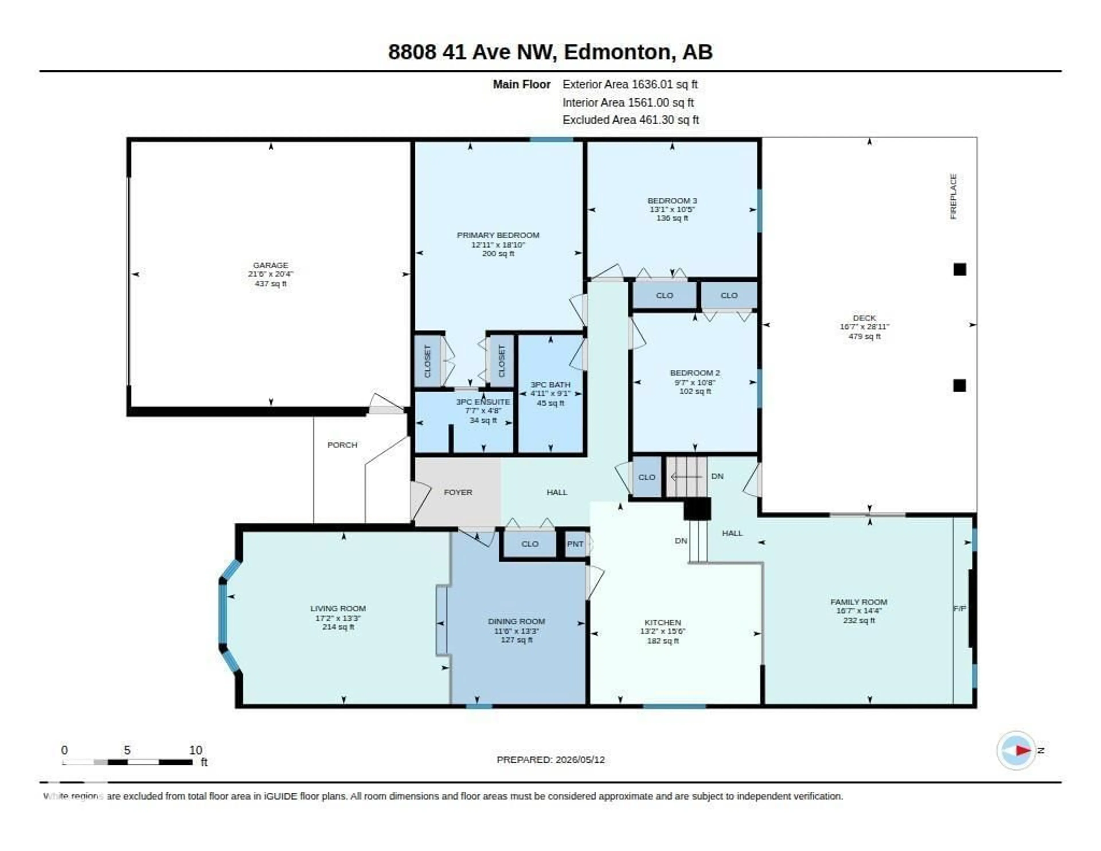 Floor plan for 8808 41 AV, Edmonton Alberta T6K1G7