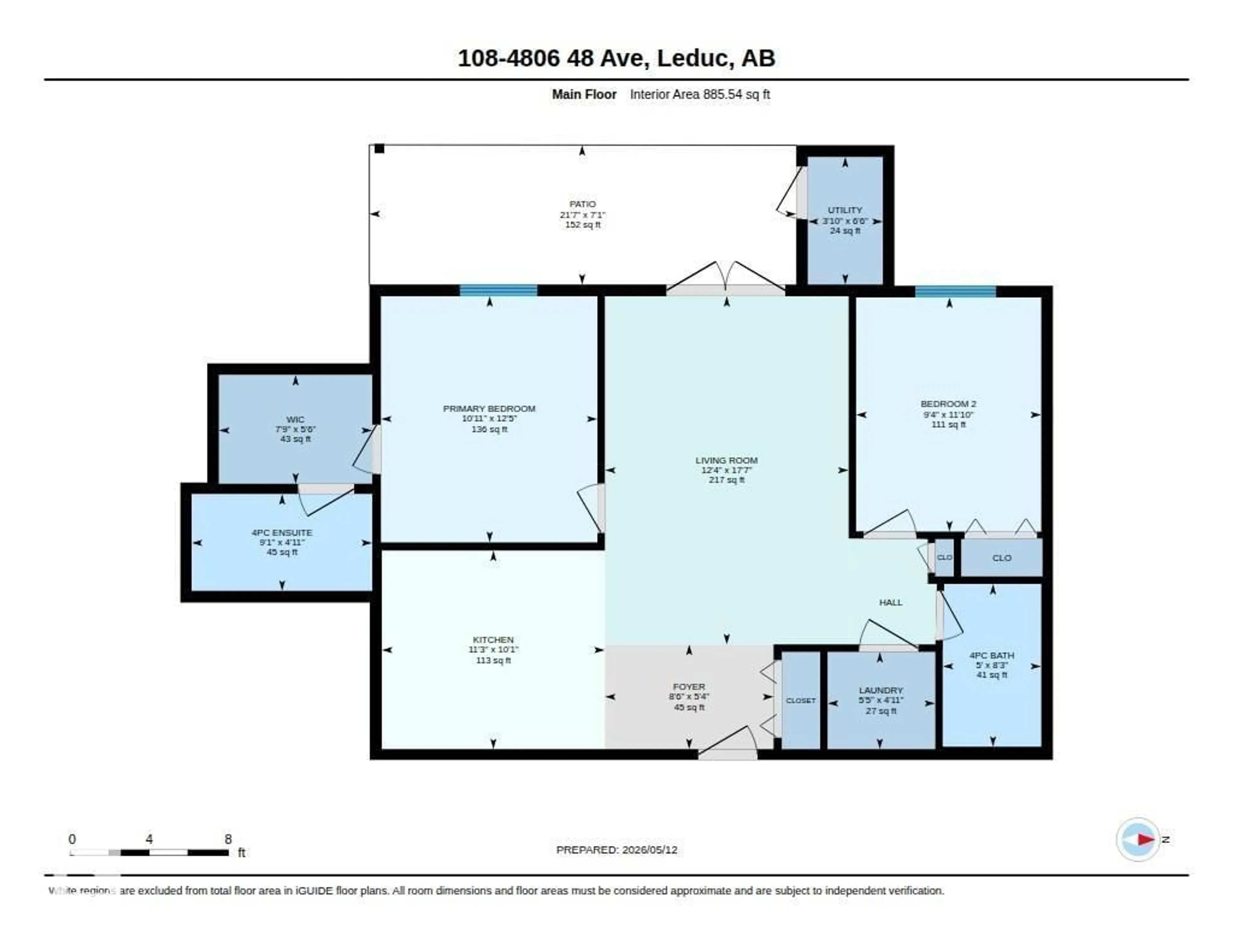 Floor plan for 108 - 4806 48 AV, Leduc Alberta T9E8S2