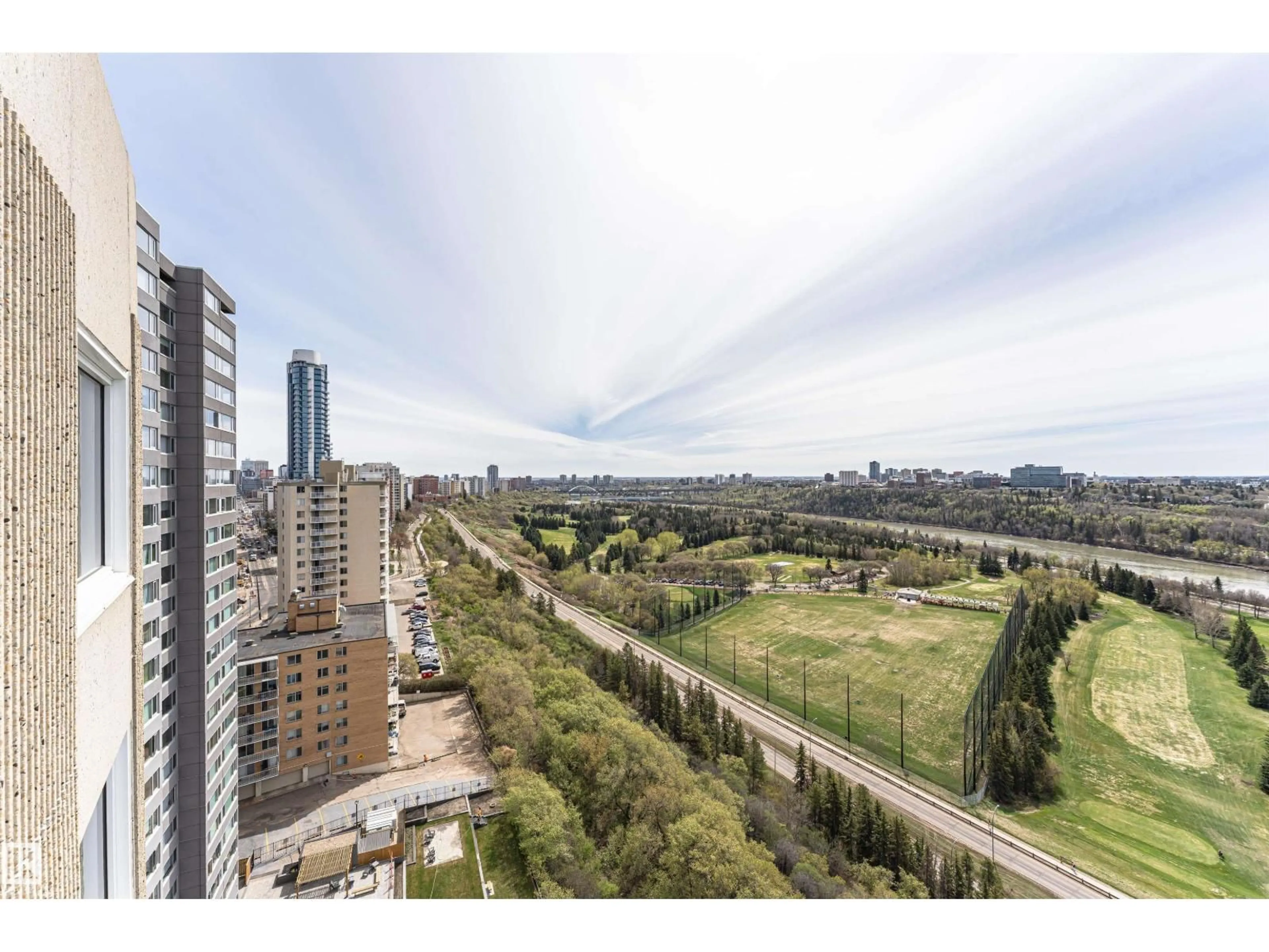A pic from outside/outdoor area/front of a property/back of a property/a pic from drone, city buildings view from balcony for 1806 JASPER AV, Edmonton Alberta T5N3K7