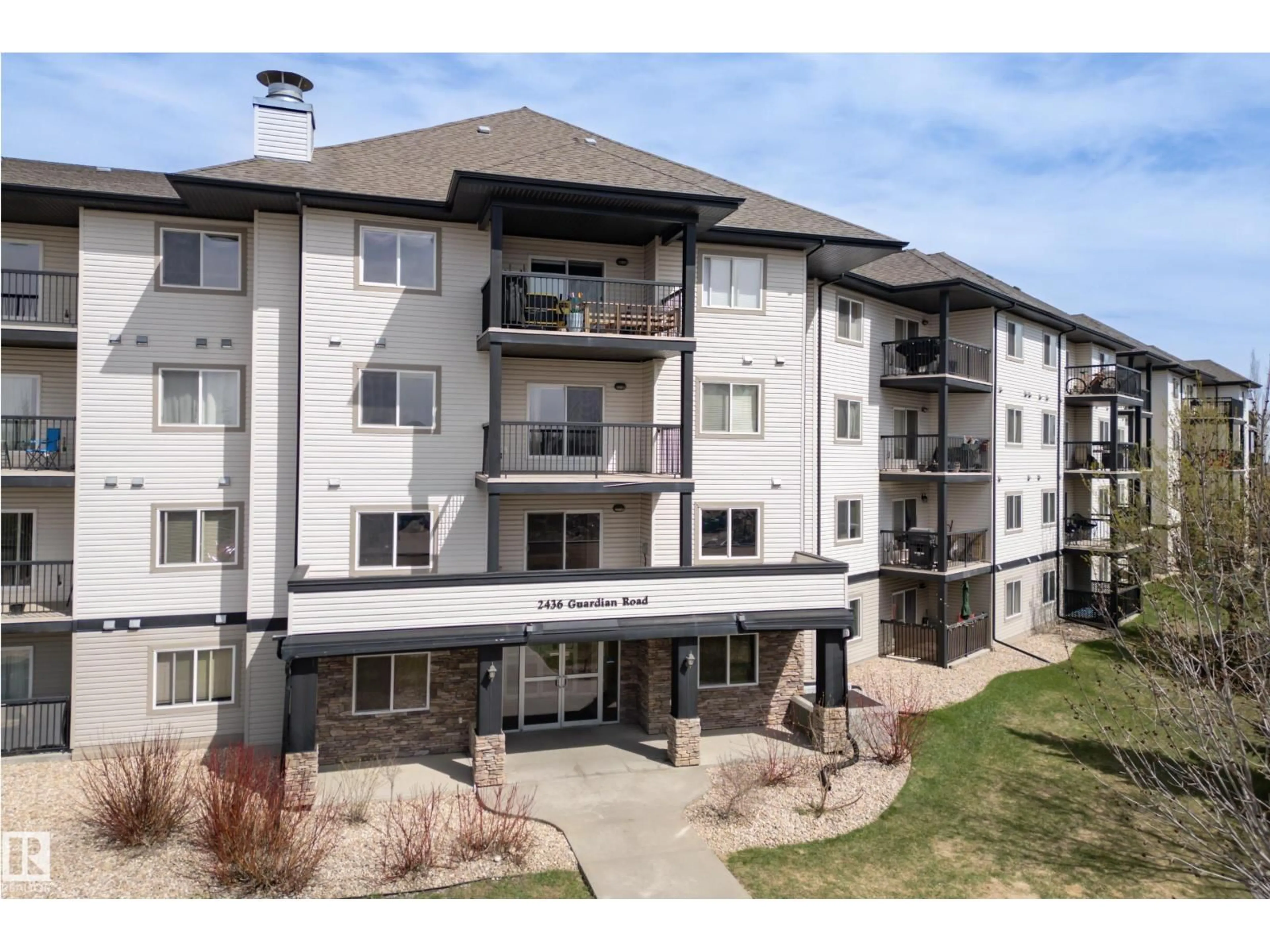 A pic from outside/outdoor area/front of a property/back of a property/a pic from drone, building for #440 - 2436 GUARDIAN RD, Edmonton Alberta T5T2P5