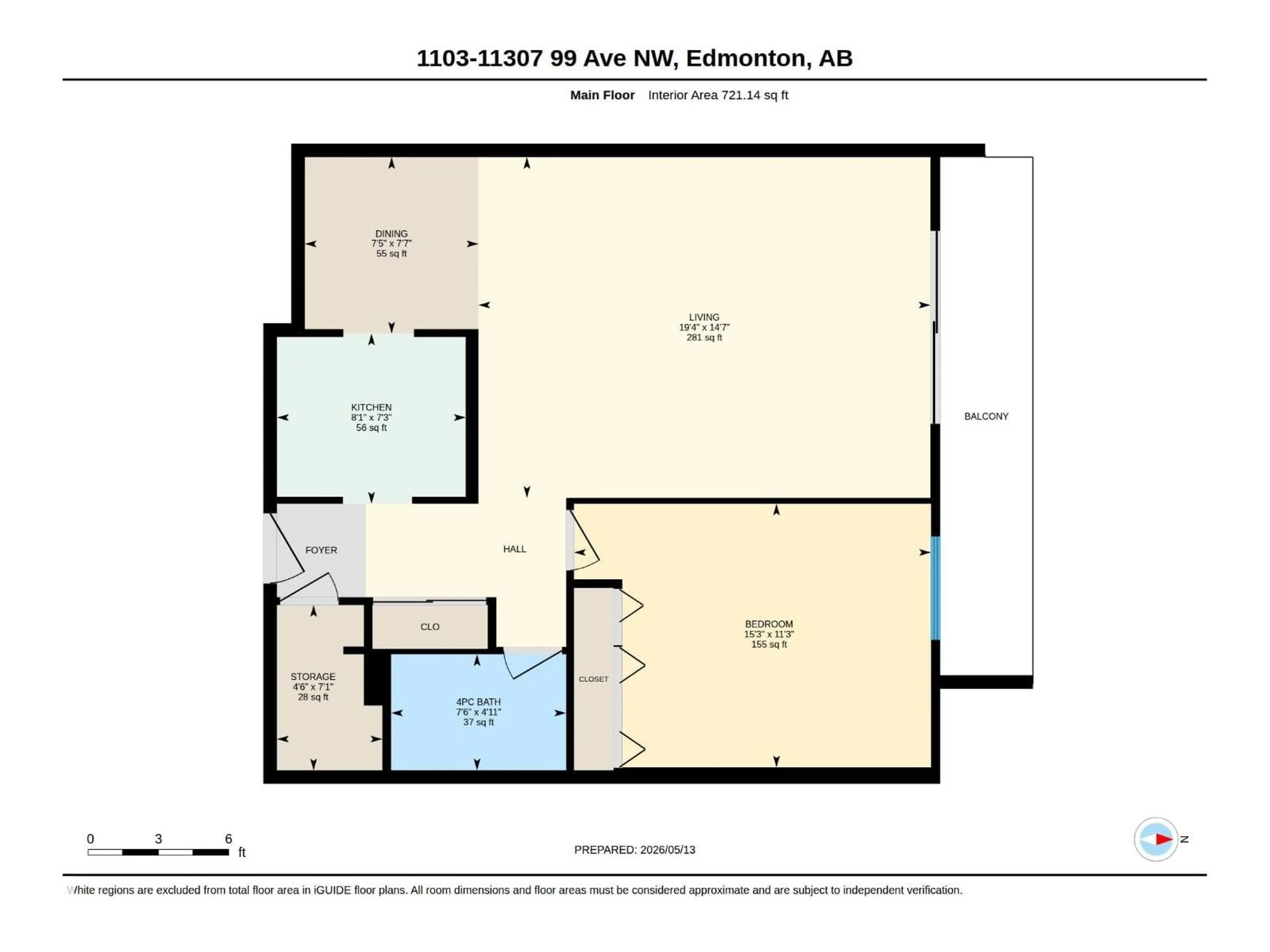 Floor plan for 1103 11307 99 AV, Edmonton Alberta T5K0H2