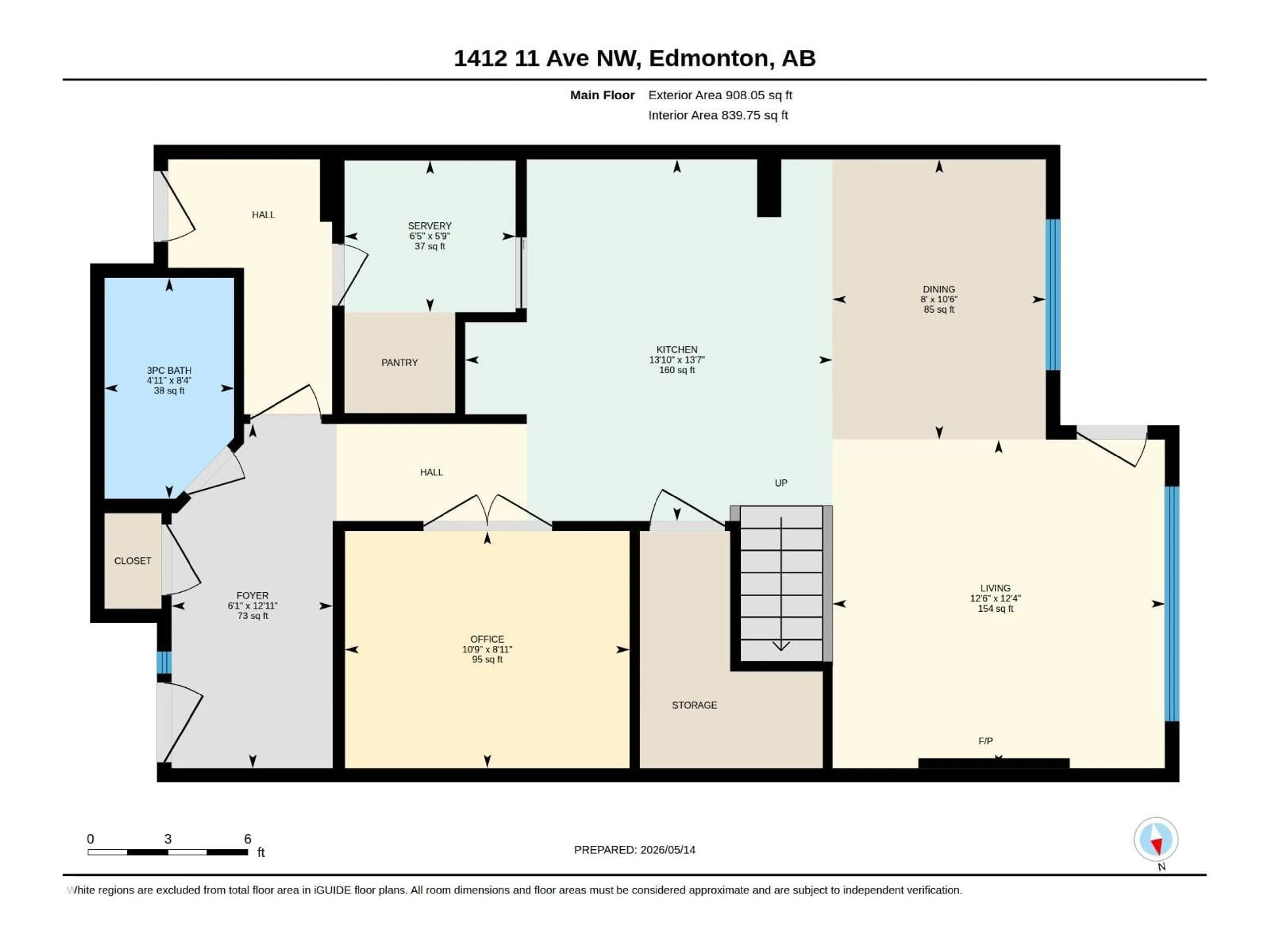 Floor plan for 1412 11 AV, Edmonton Alberta T6T2W4