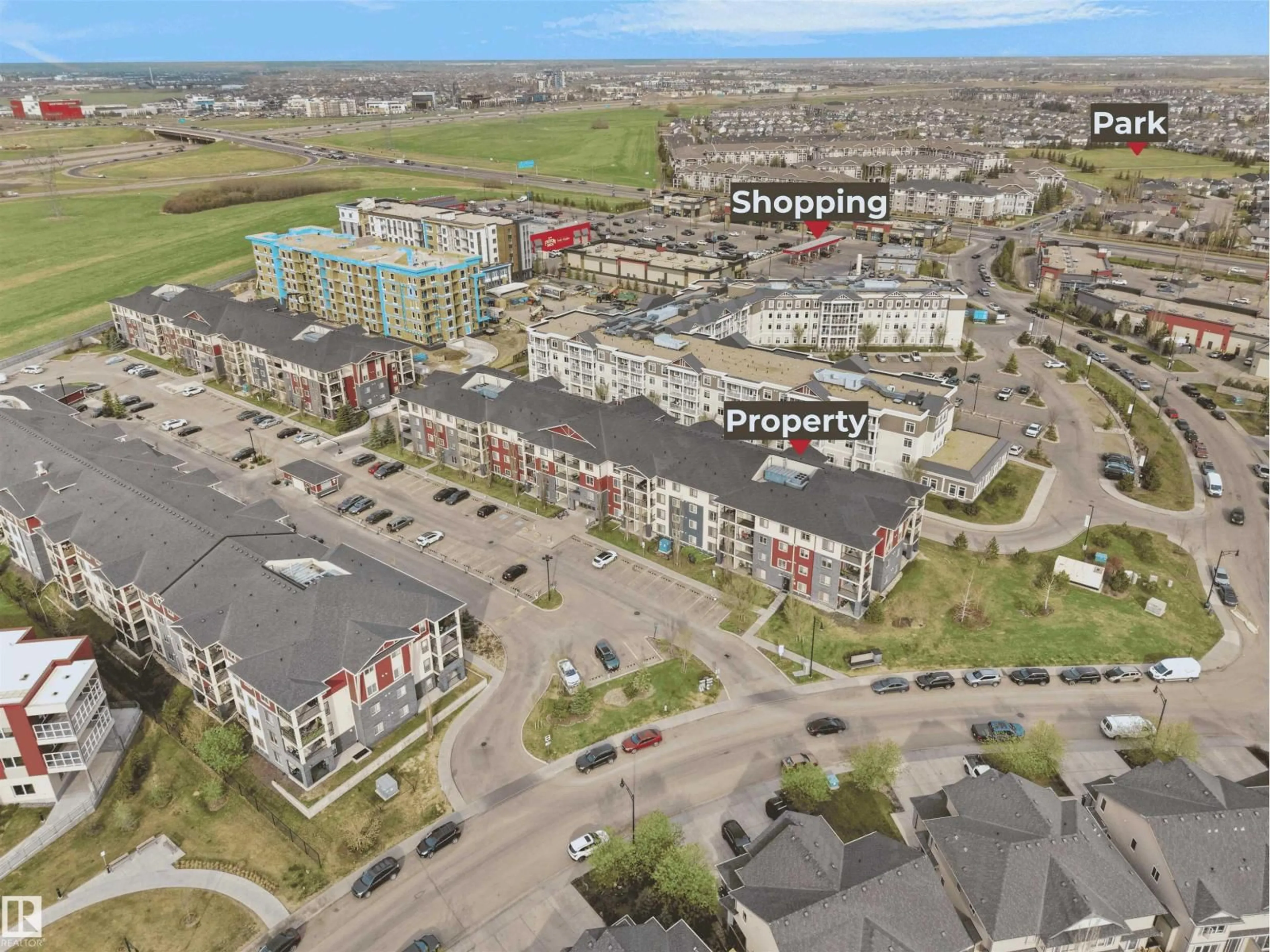 A pic from outside/outdoor area/front of a property/back of a property/a pic from drone, street for #220 - 5804 MULLEN PL, Edmonton Alberta T6R0W3