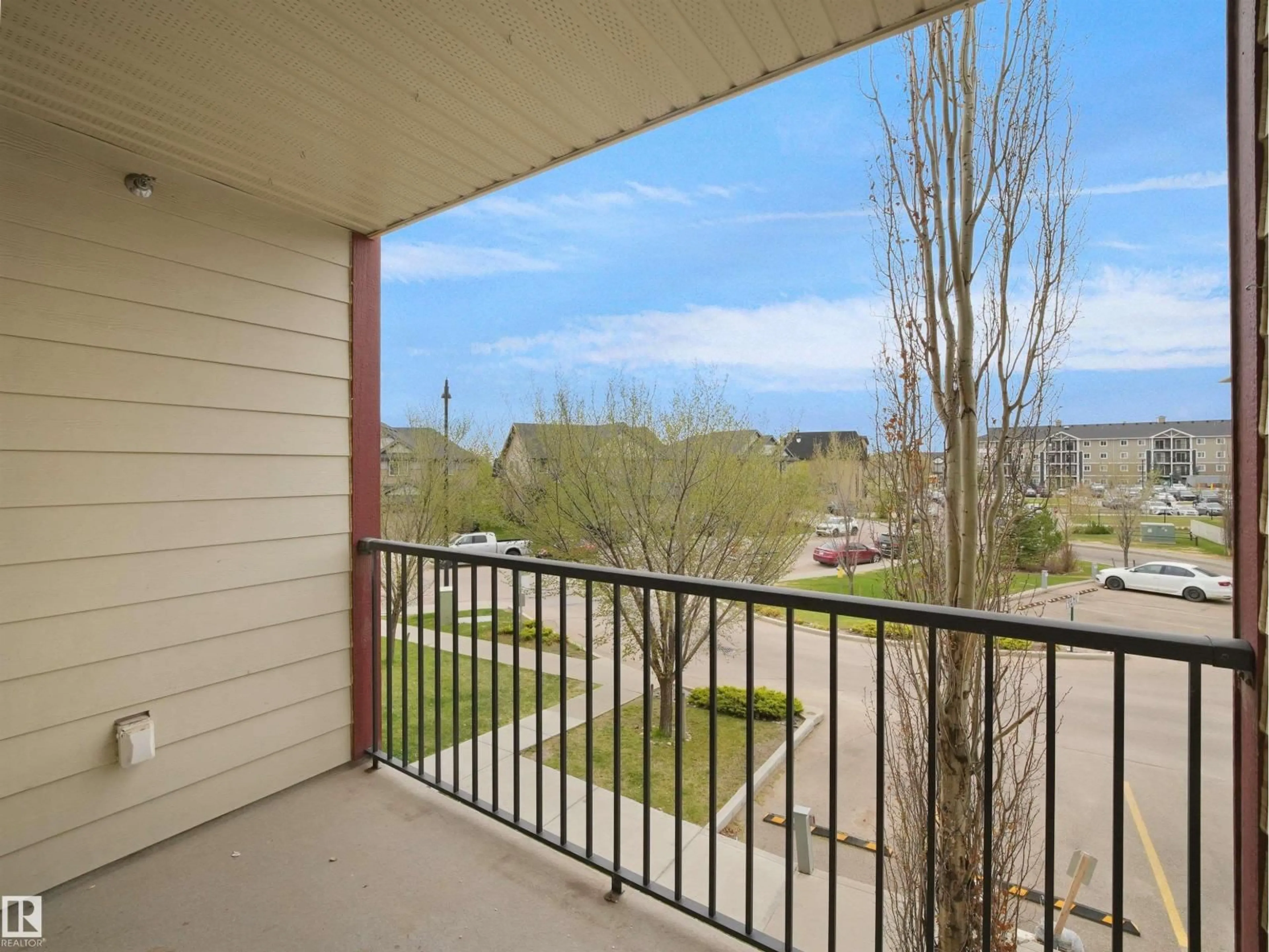 Balcony in the apartment, water/lake/river/ocean view for #220 - 5804 MULLEN PL, Edmonton Alberta T6R0W3