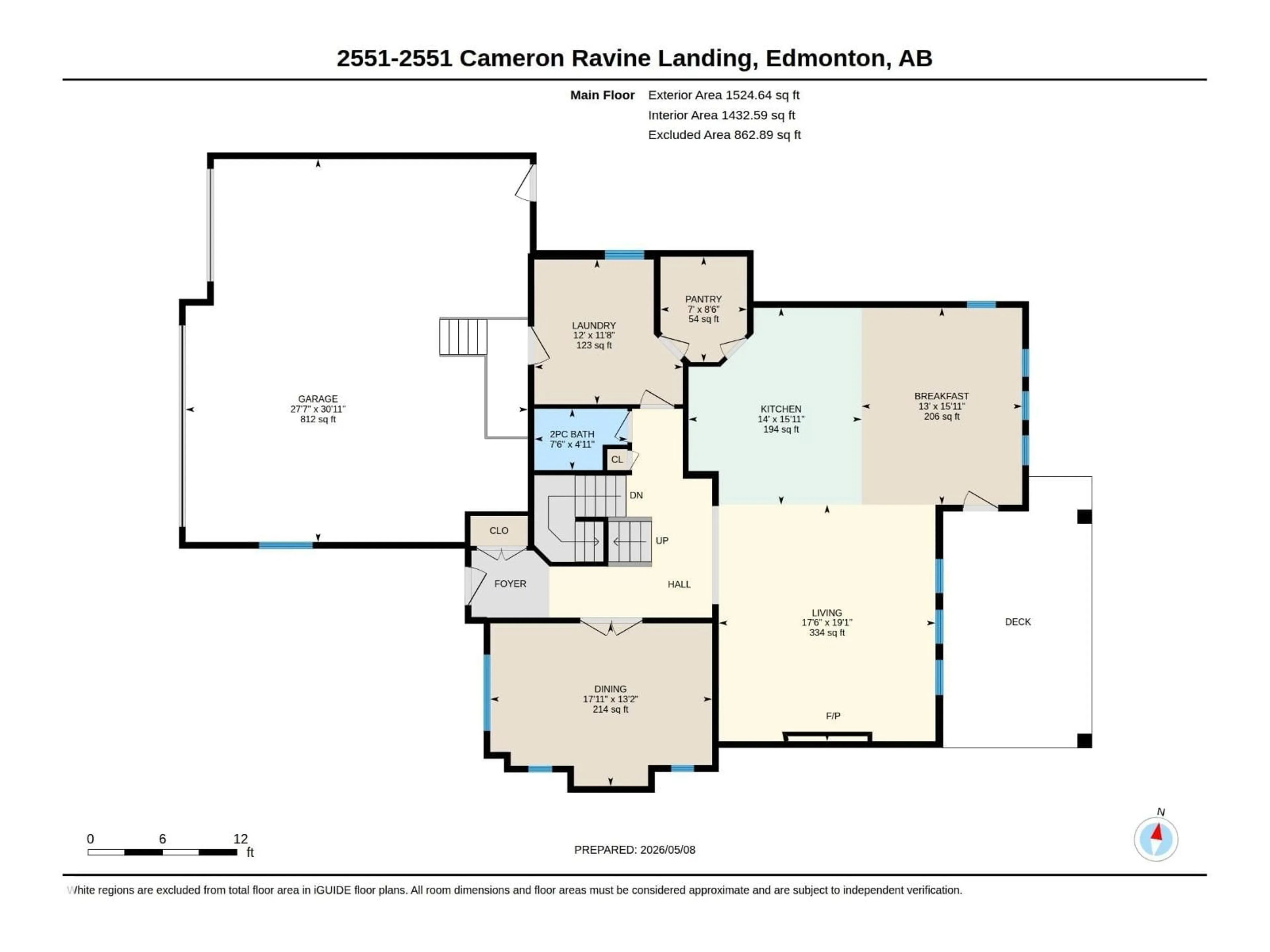 Floor plan for 2551 CAMERON RAVINE LD, Edmonton Alberta T6M0L2