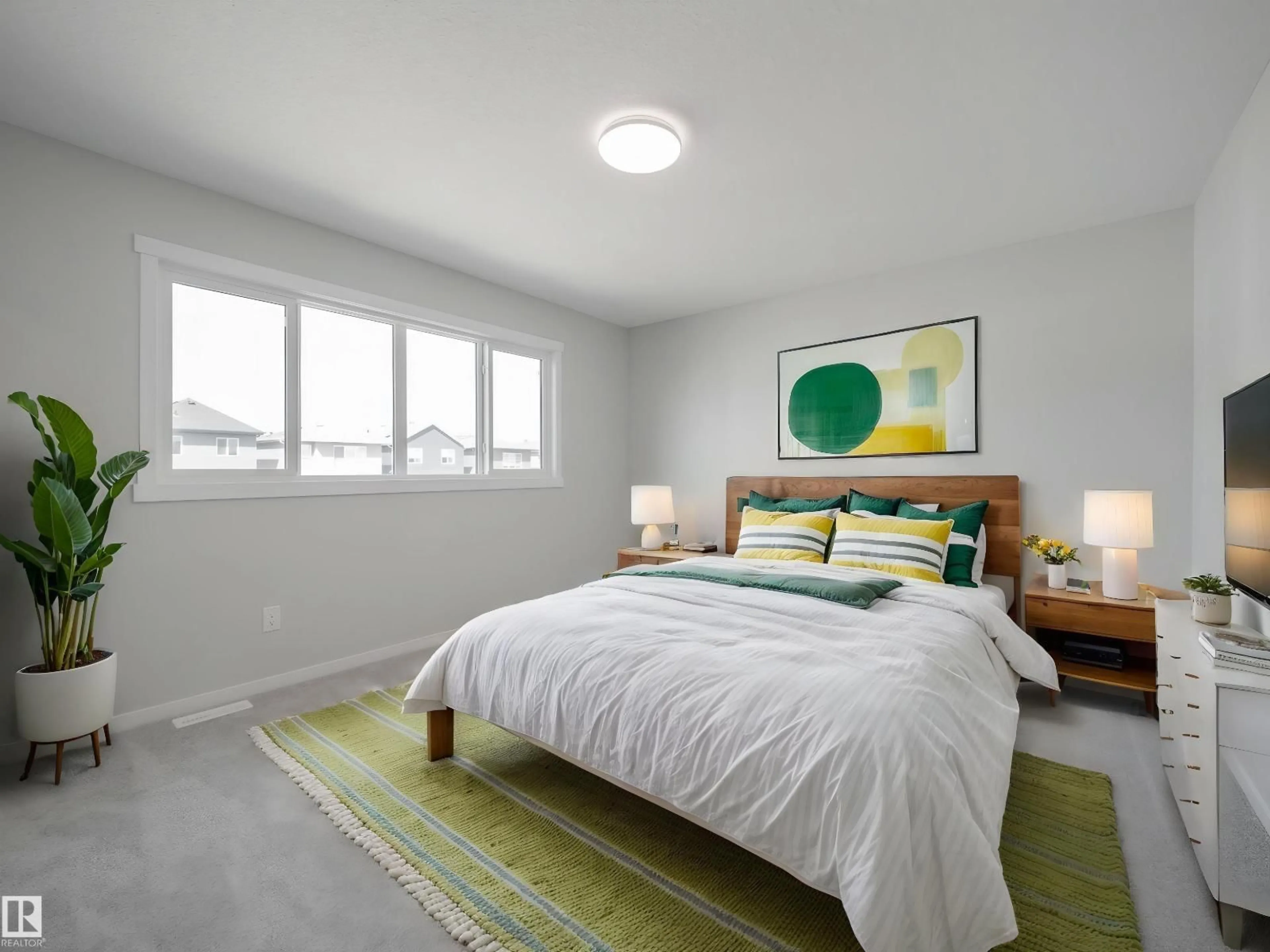 Bedroom with bed, unknown for NE - 17338 6 A ST, Edmonton Alberta T5Z0A1
