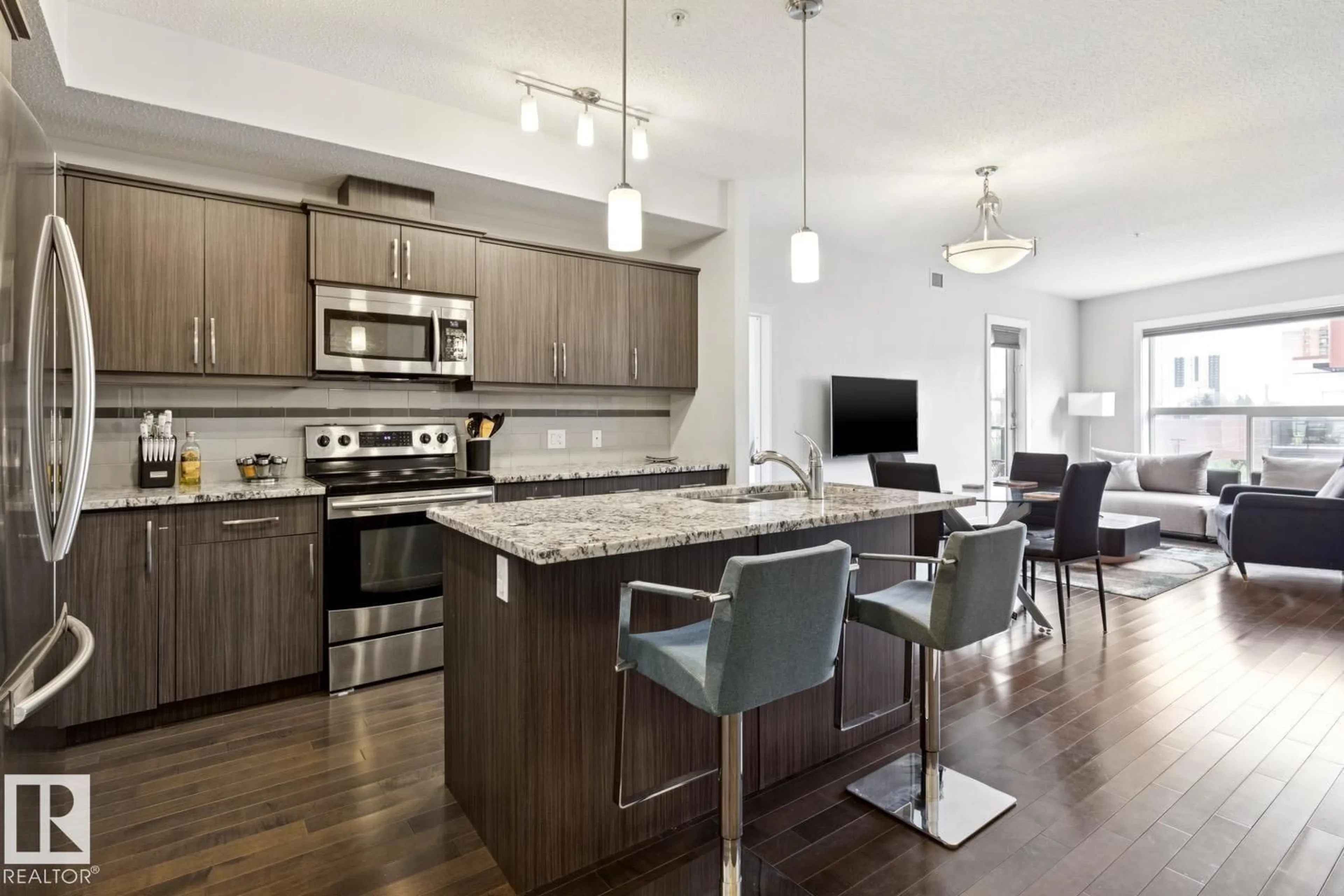 Open concept kitchen, unknown for 421 - 10523 123 ST NW, Edmonton Alberta T5N1N9