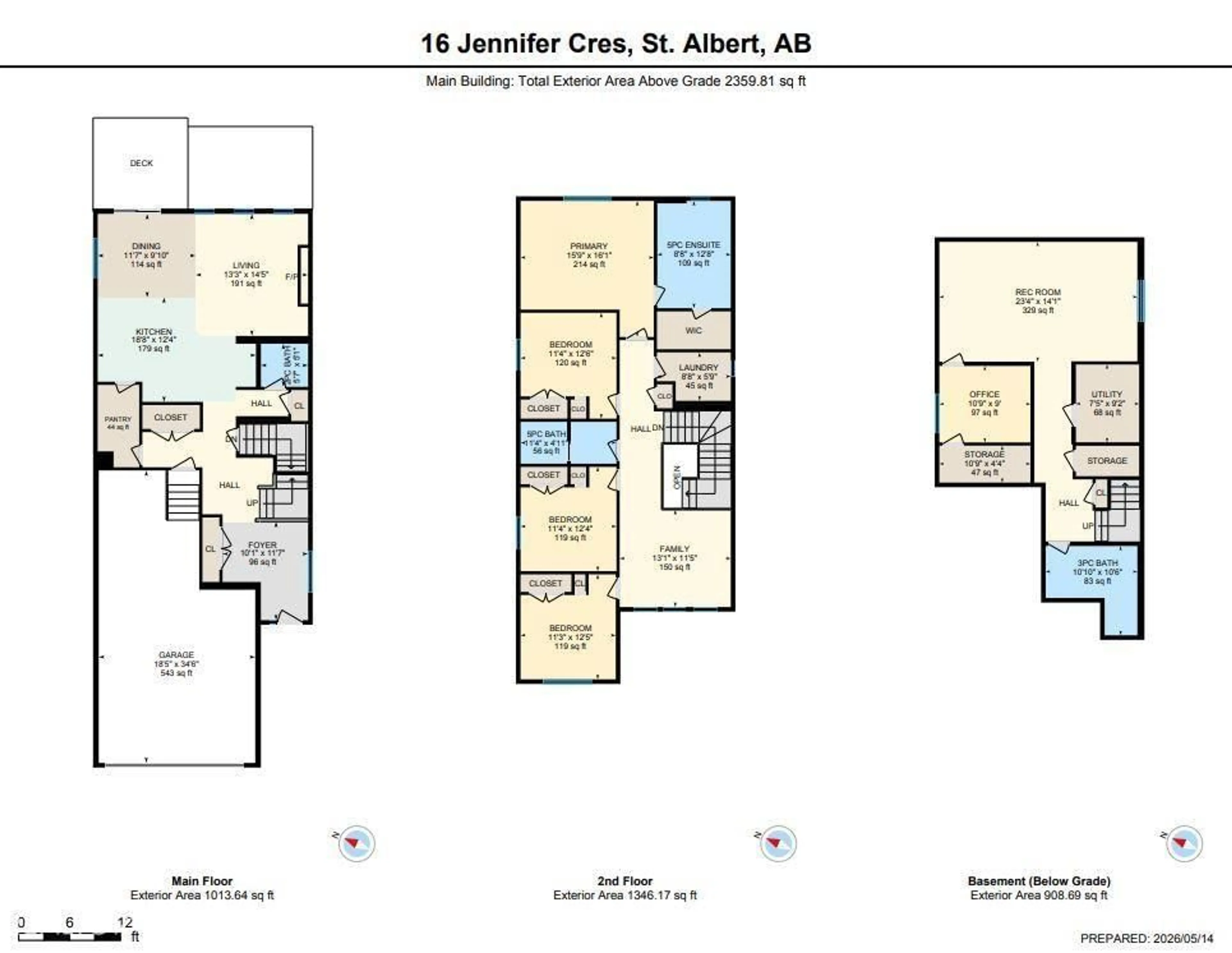 Floor plan for 16 JENNIFER CR, St. Albert Alberta T8N7Z5