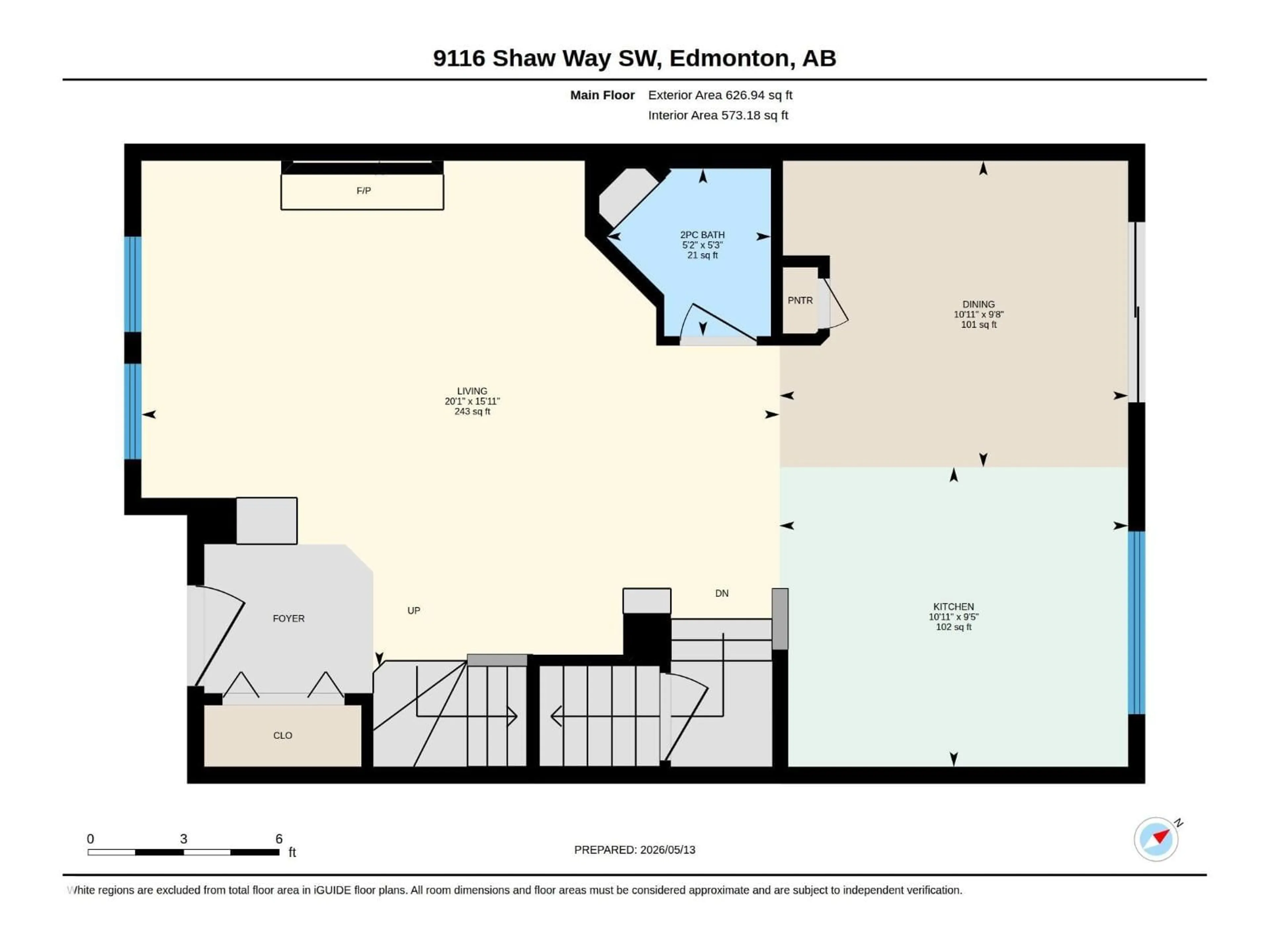 Floor plan for SW - 9116 SHAW WY, Edmonton Alberta T6X0S4