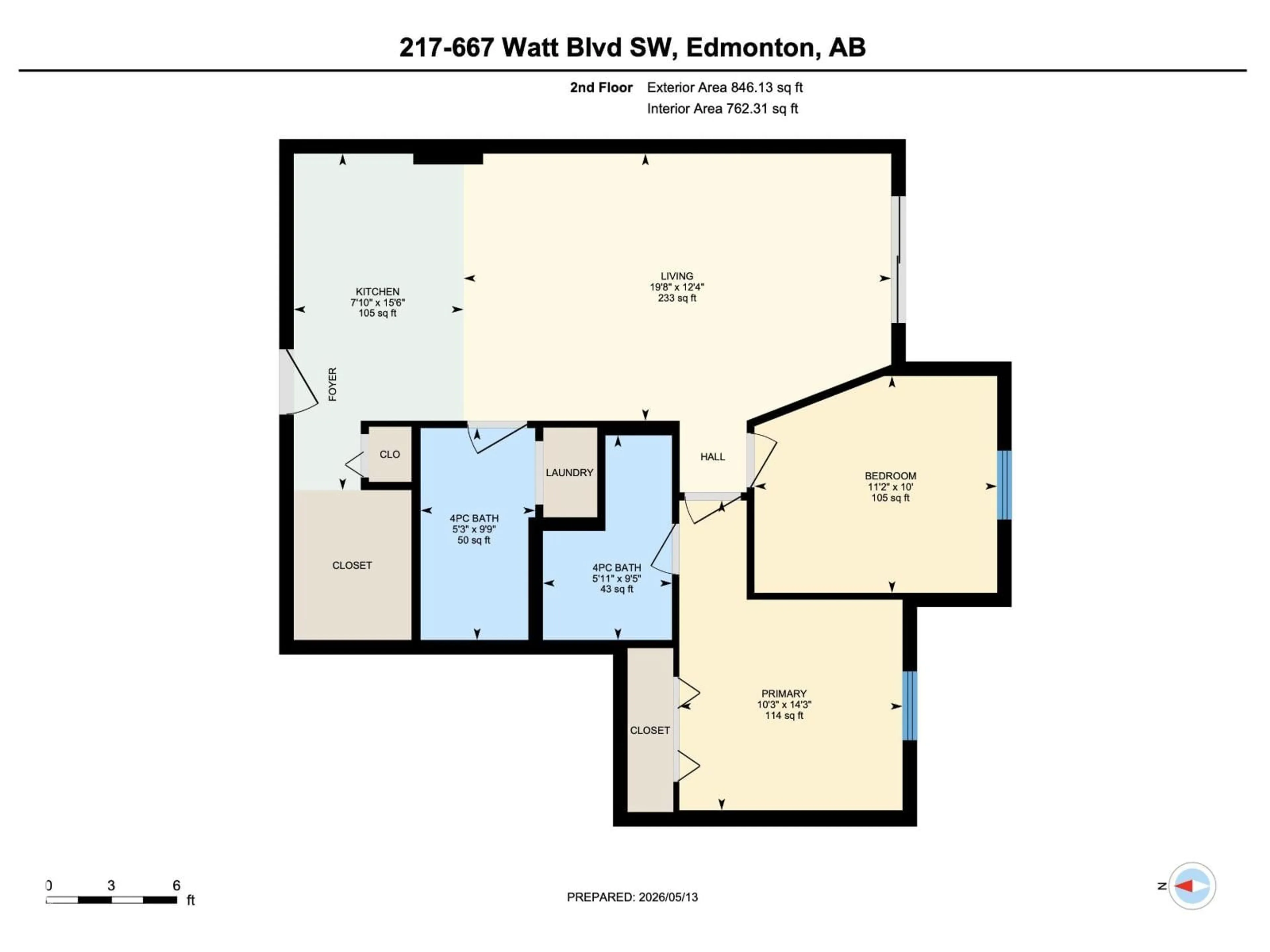 Floor plan for 217 - 667 WATT BV, Edmonton Alberta T6T0Y2