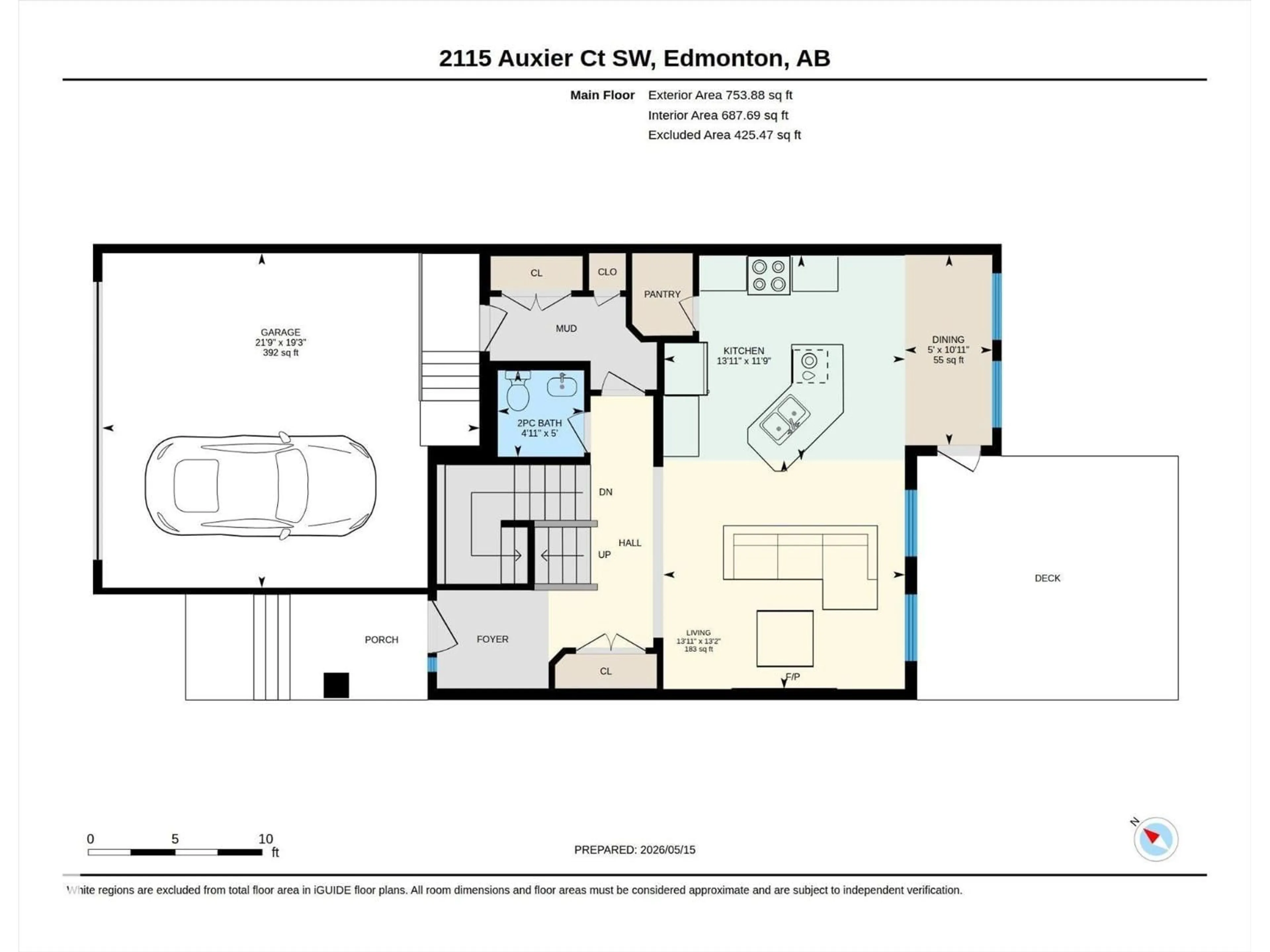 Floor plan for 2115 AUXIER CO SW, Edmonton Alberta T6W3C1