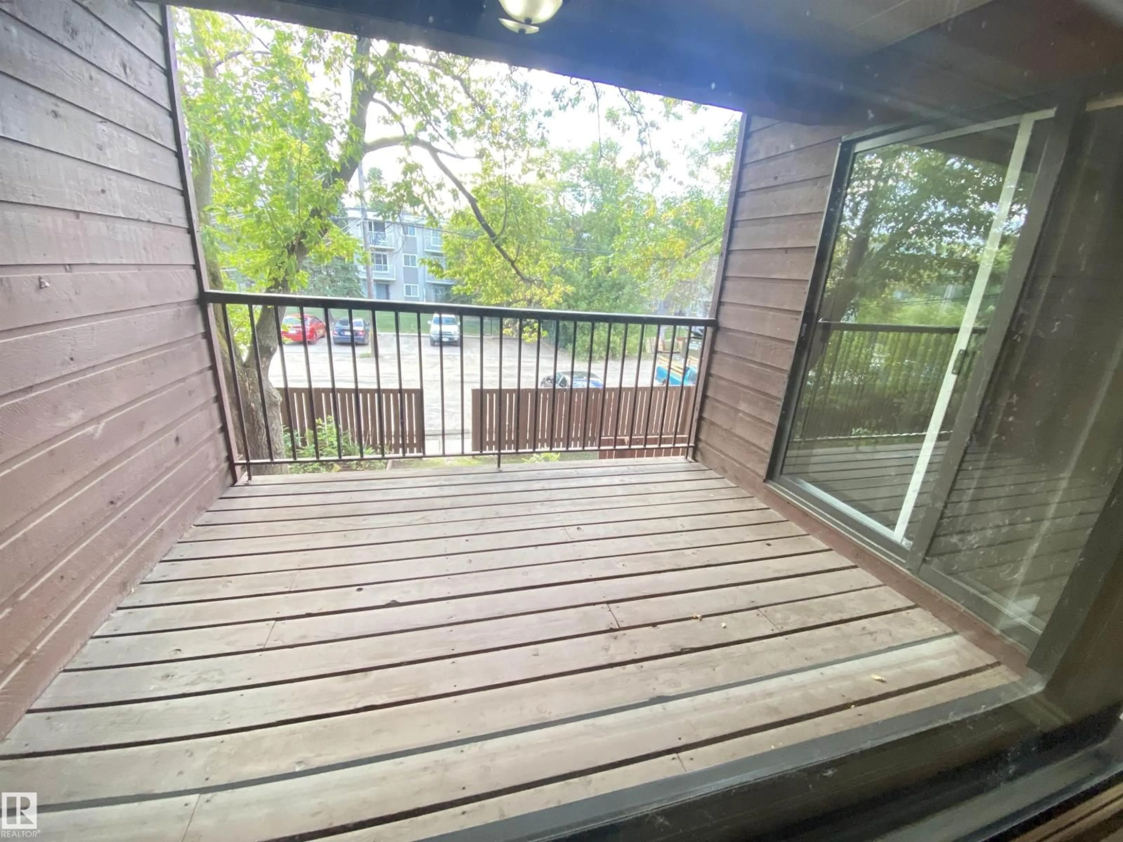 Balcony in the apartment, water/lake/river/ocean view for #203 - 10826 113 ST, Edmonton Alberta T5H3J2
