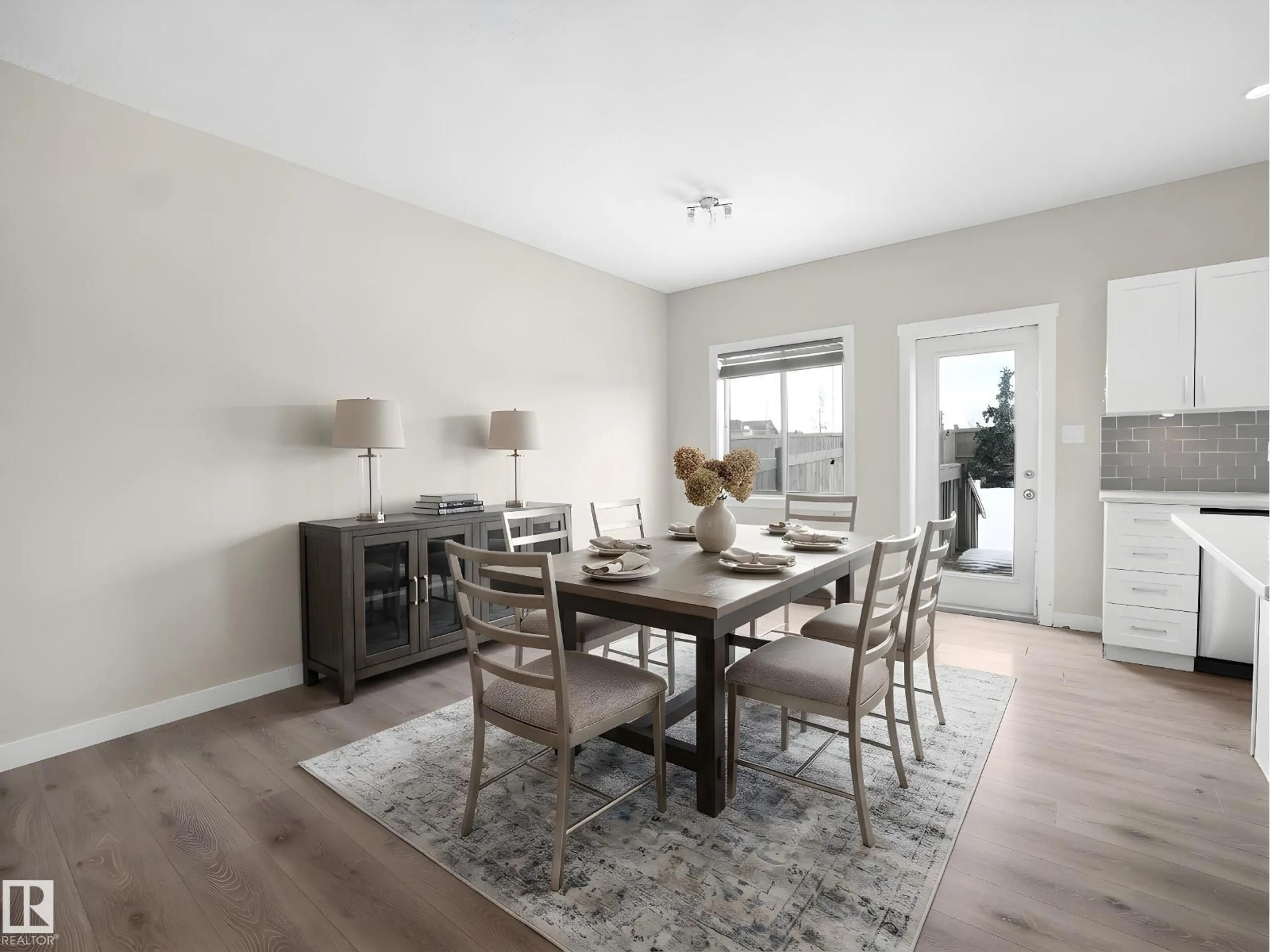 Dining room, wood/laminate floor for NW - 8921 217 ST, Edmonton Alberta T5T7C4