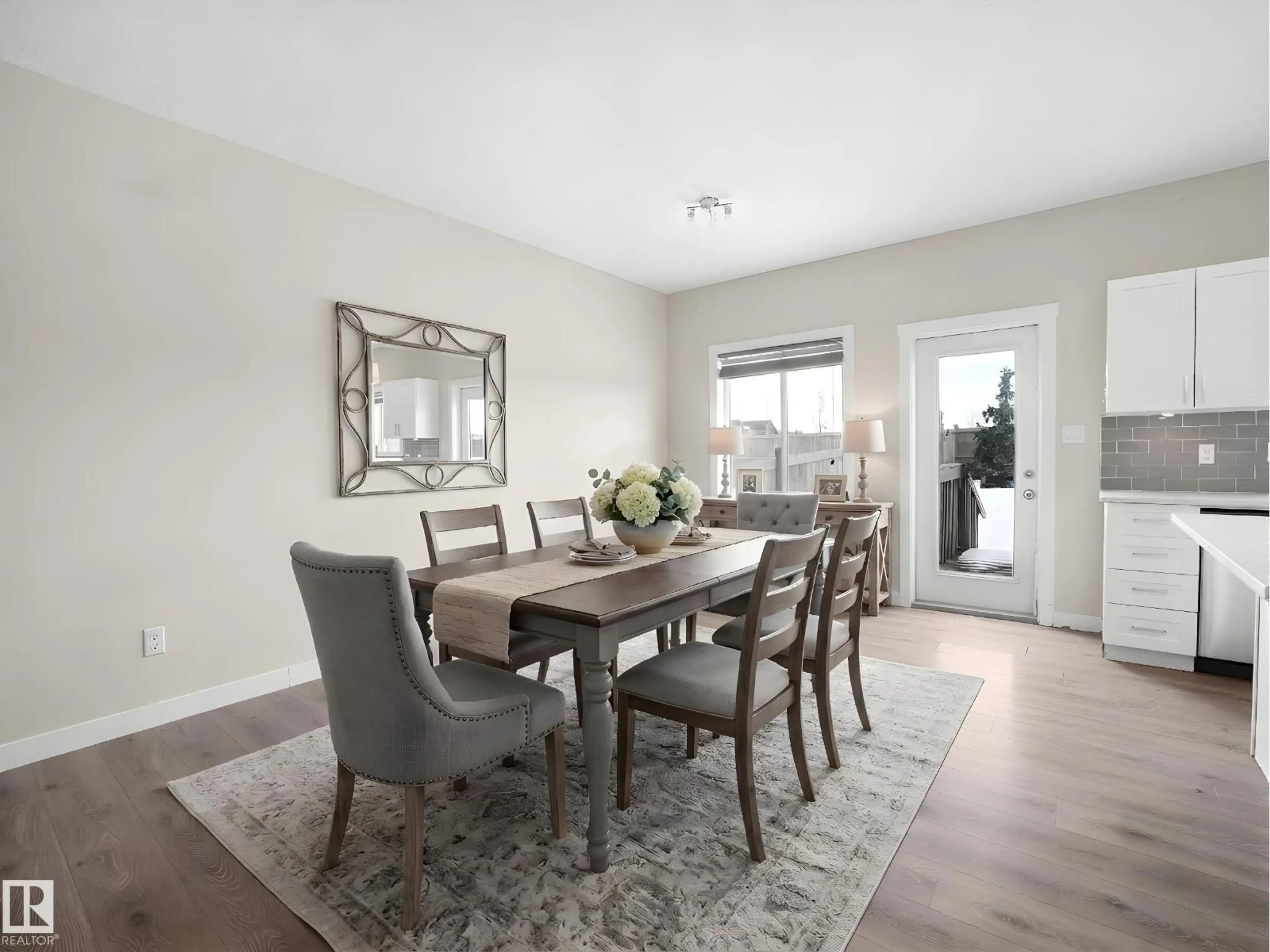 Dining room, wood/laminate floor for NW - 8921 217 ST, Edmonton Alberta T5T7C4