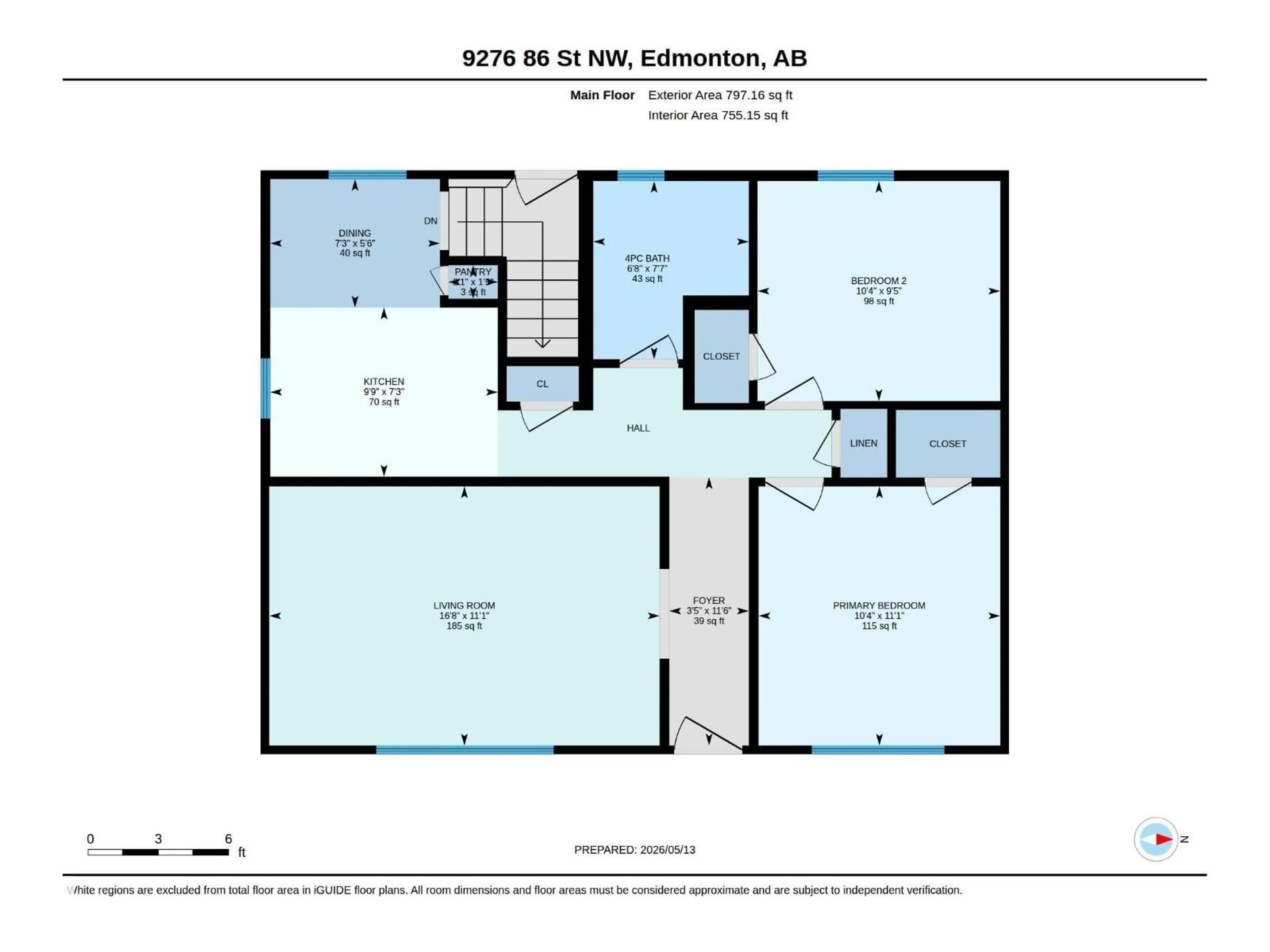 Floor plan for NW - 9276 86 ST, Edmonton Alberta T6C3E4