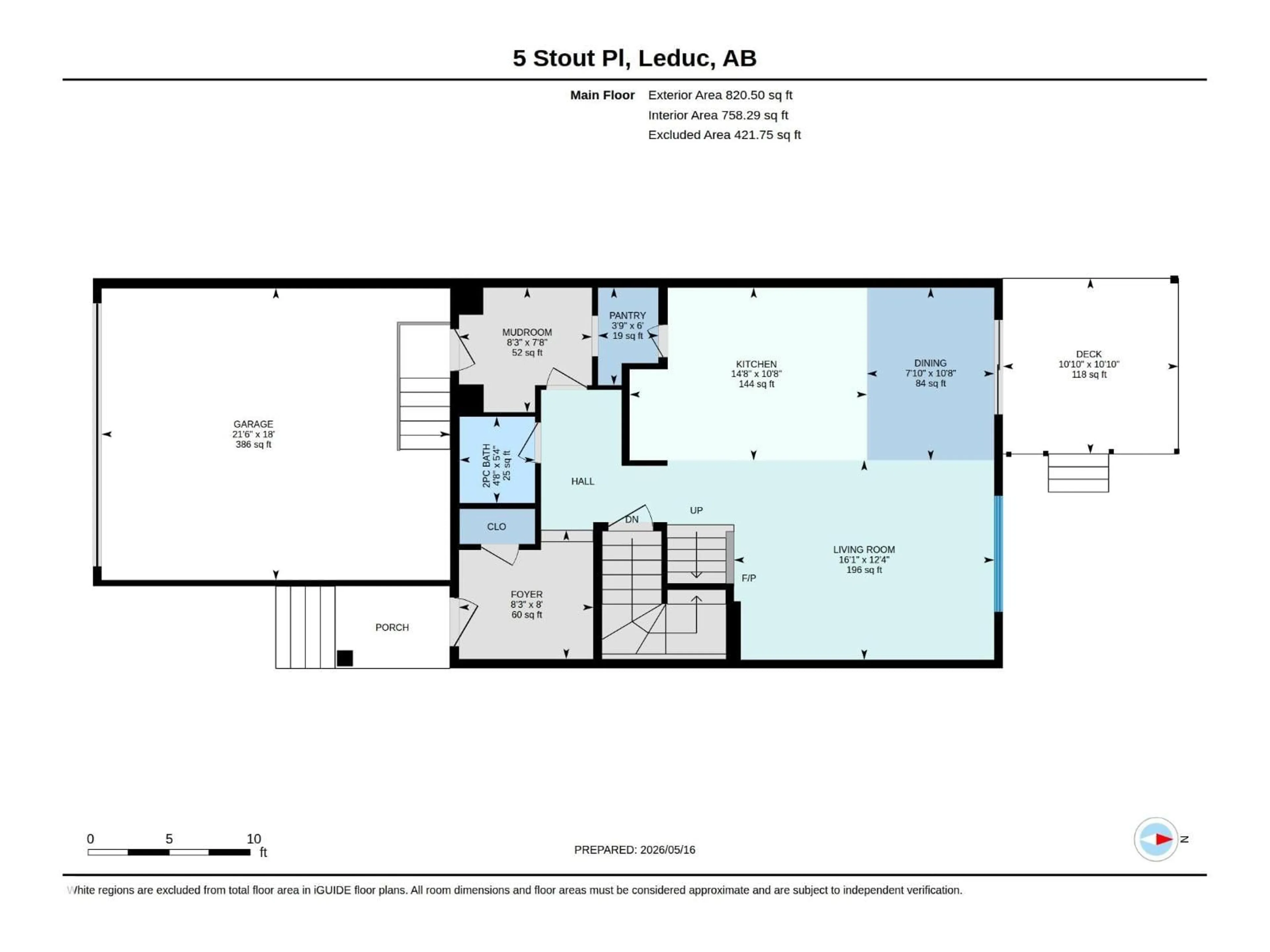 Floor plan for 5 STOUT PL, Leduc Alberta T9E1K4