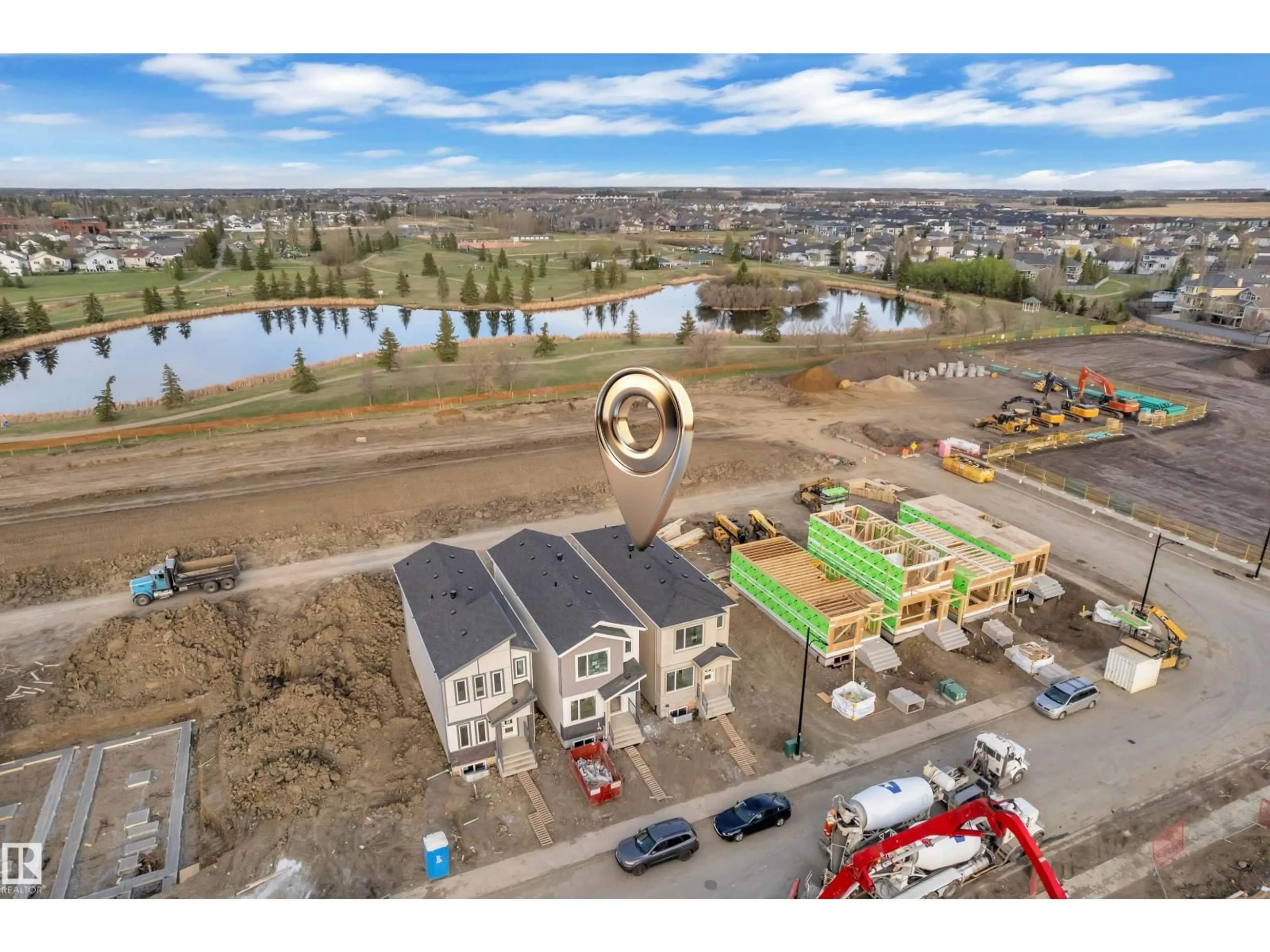 A pic from outside/outdoor area/front of a property/back of a property/a pic from drone, water/lake/river/ocean view for 4211 63 ST, Beaumont Alberta T4X3E9