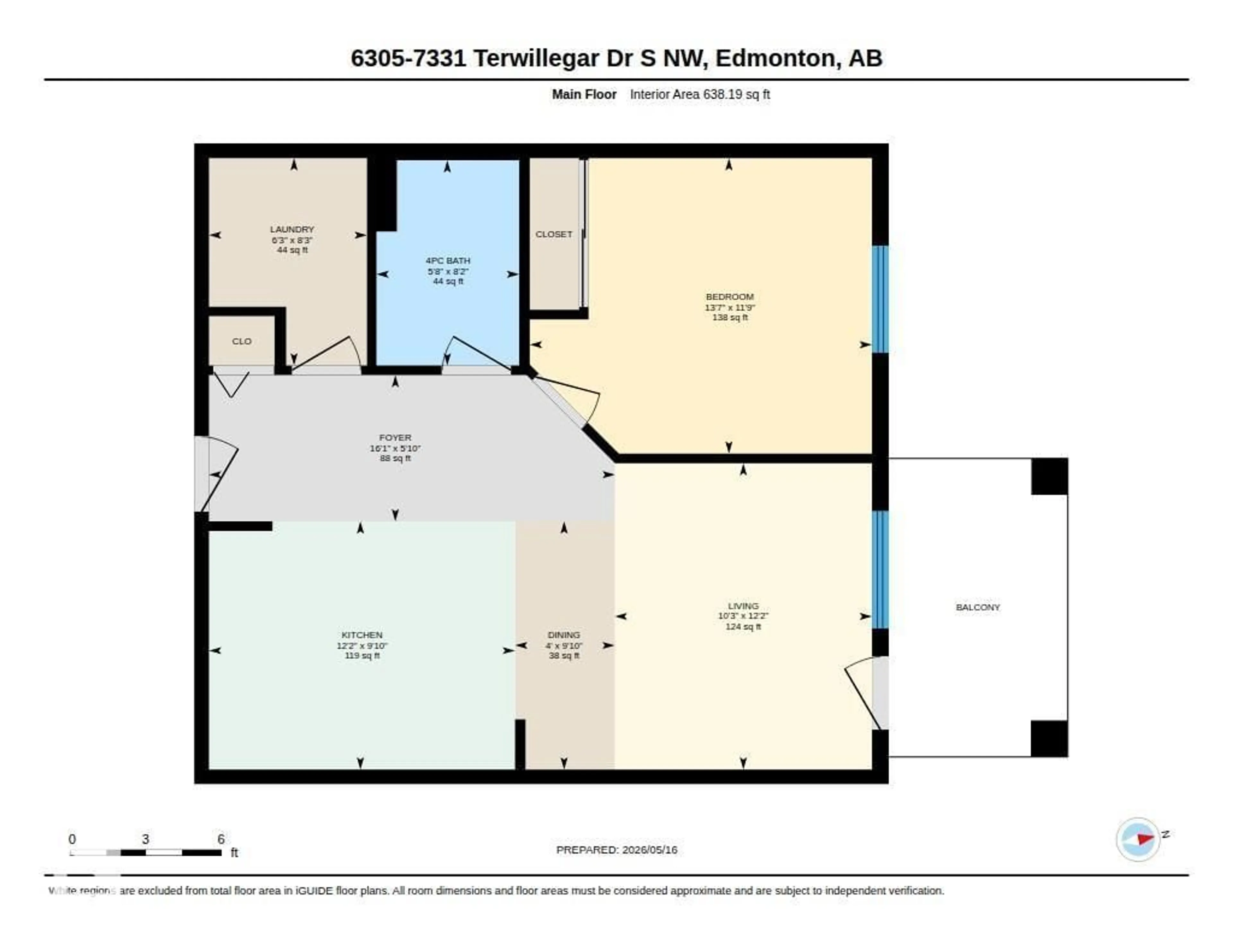 Floor plan for 7331 - 6305 SOUTH TERWILLEGAR DR, Edmonton Alberta T6R0L9