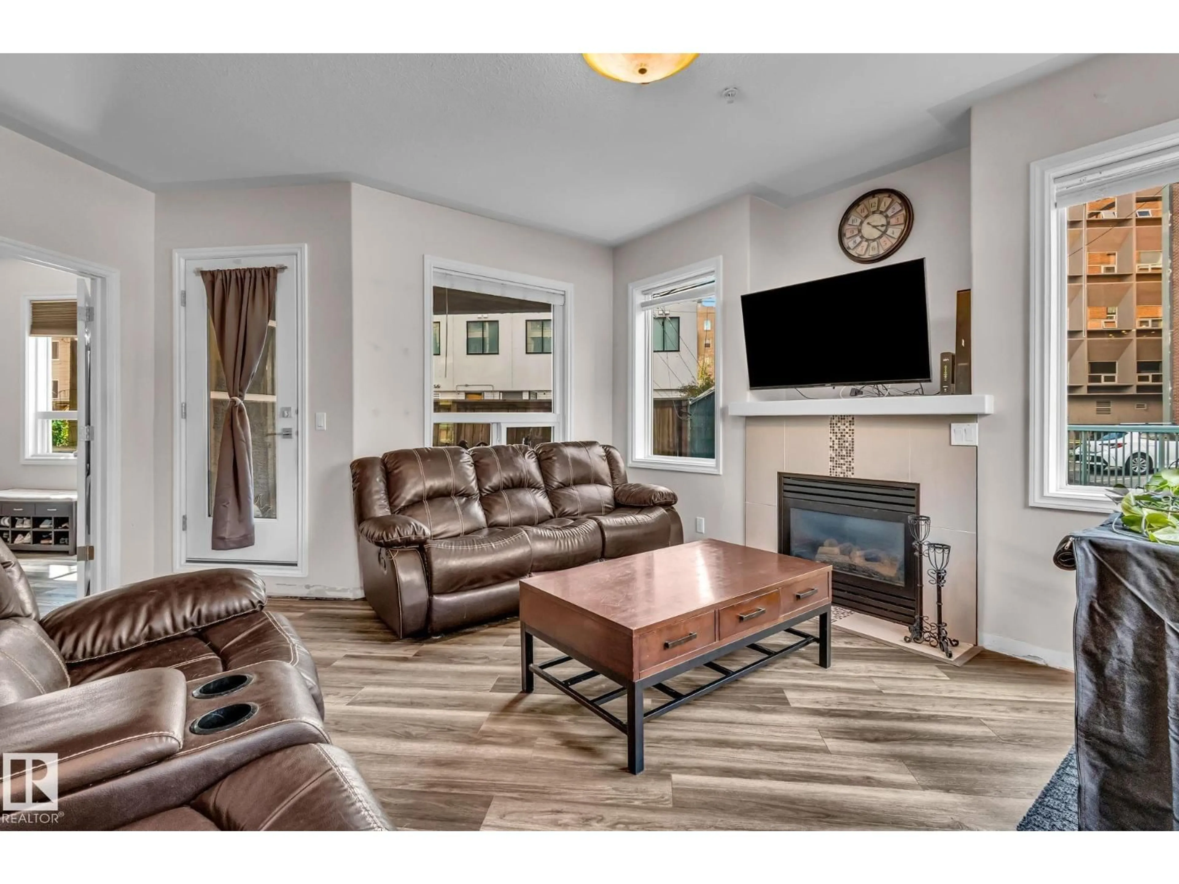Living room with furniture, unknown for #104 - 10046 110 ST NW, Edmonton Alberta T5K2Y2