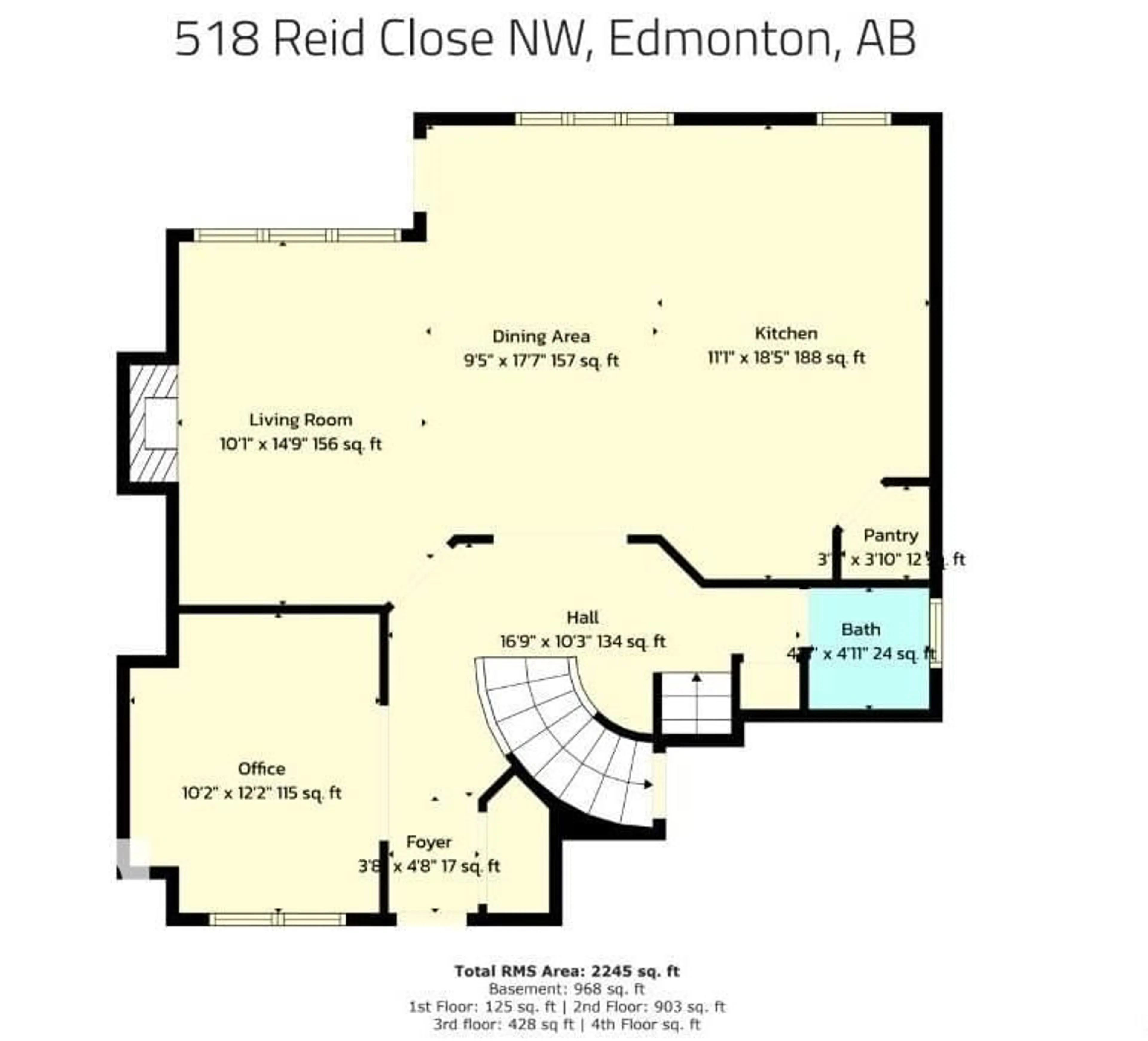 Floor plan for SW - 15807 11 AV, Edmonton Alberta T6W2S4