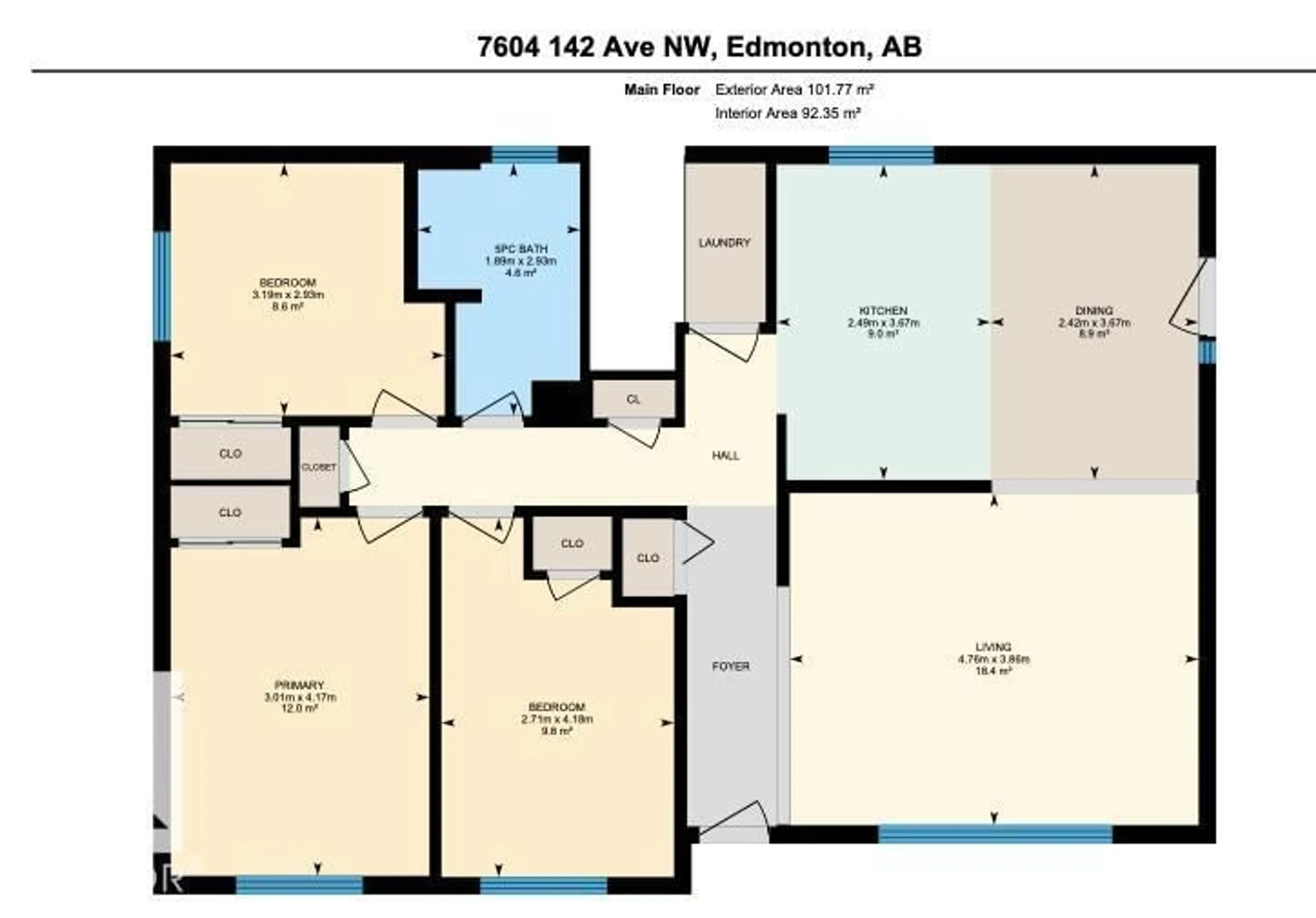 Floor plan for NW - 7604 142 AV, Edmonton Alberta T5C2P4