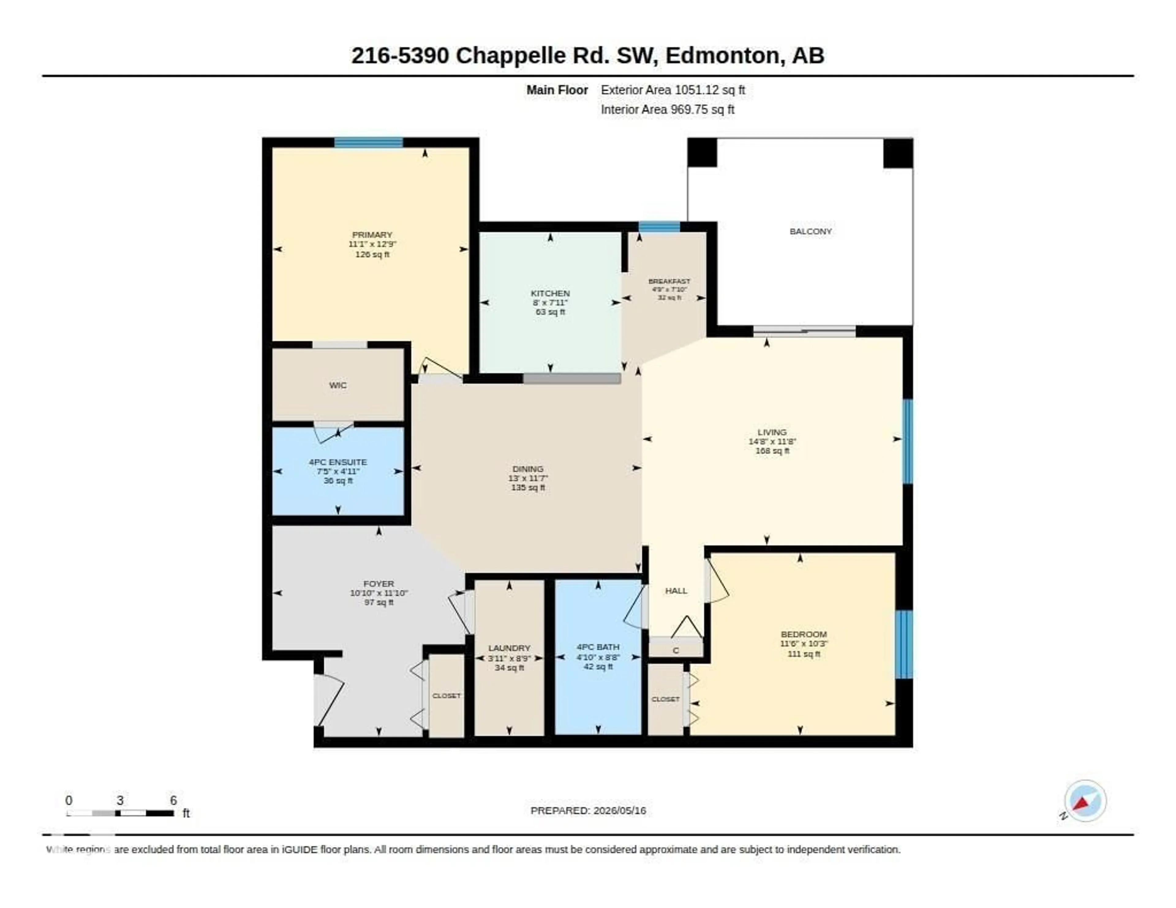Floor plan for #216 - 5390 CHAPPELLE RD, Edmonton Alberta T6W3K7