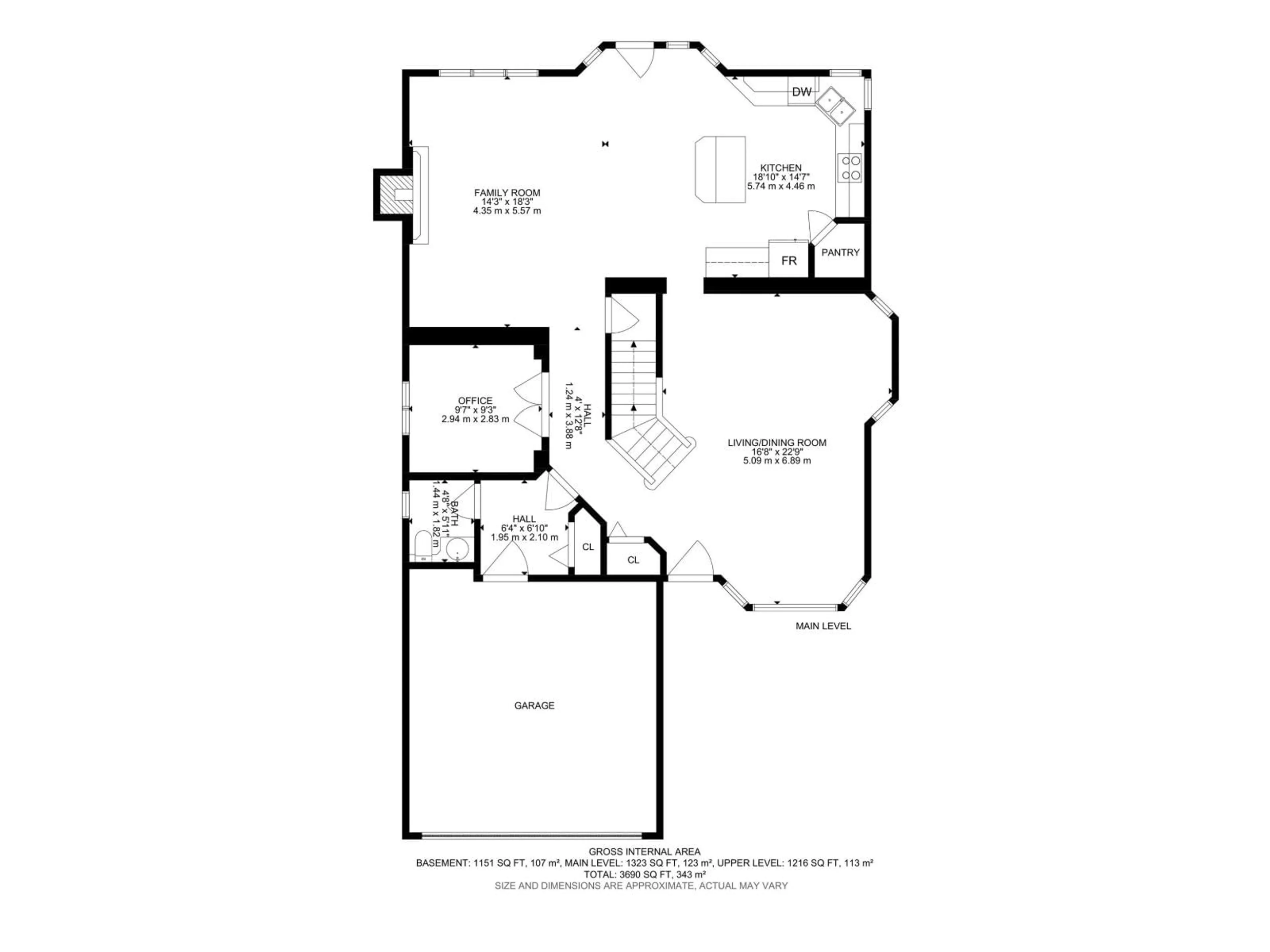 Floor plan for 16516 87 ST, Edmonton Alberta T5Z3X1