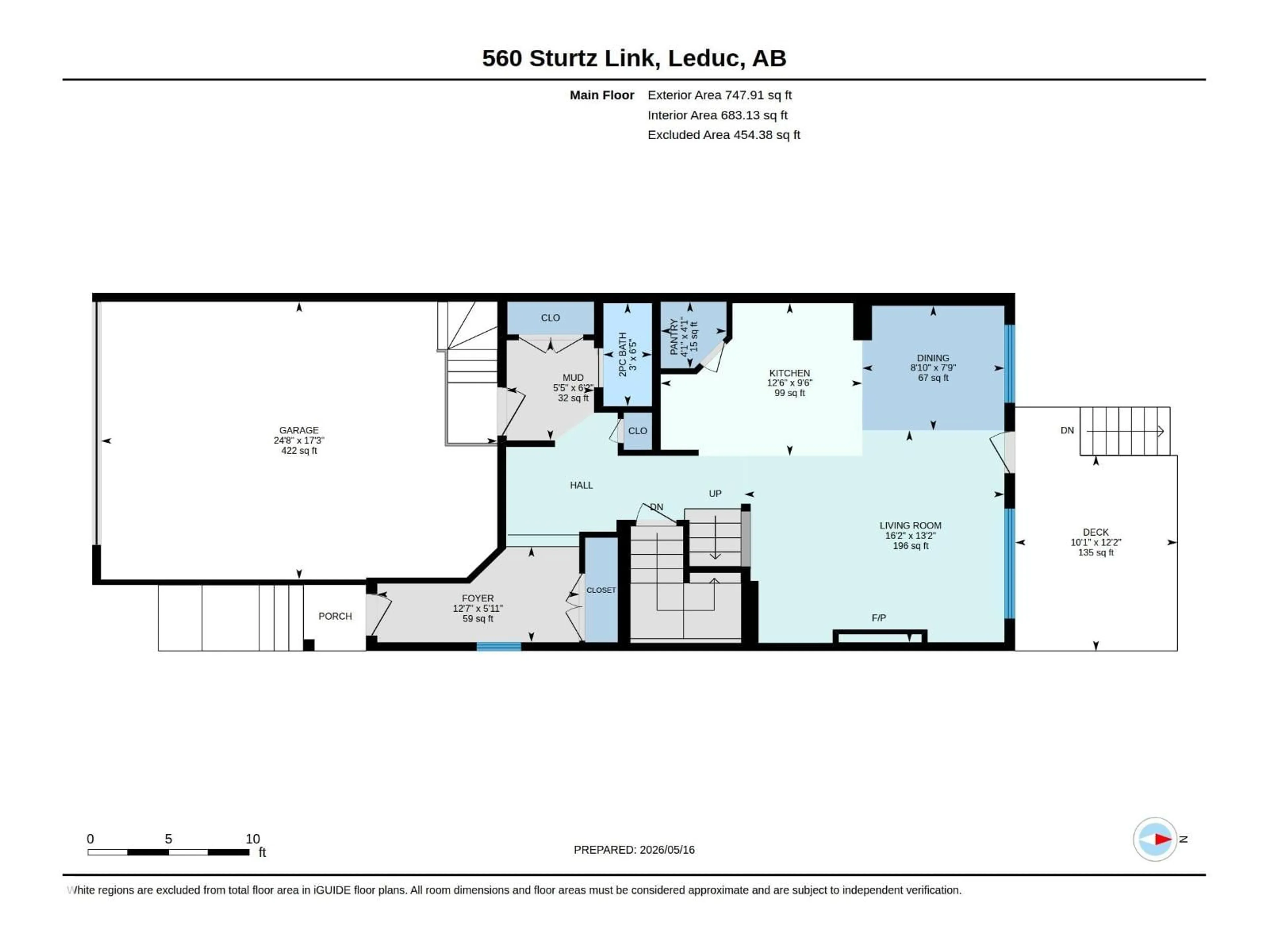 Floor plan for 560 STURTZ LI, Leduc Alberta T9E1E3