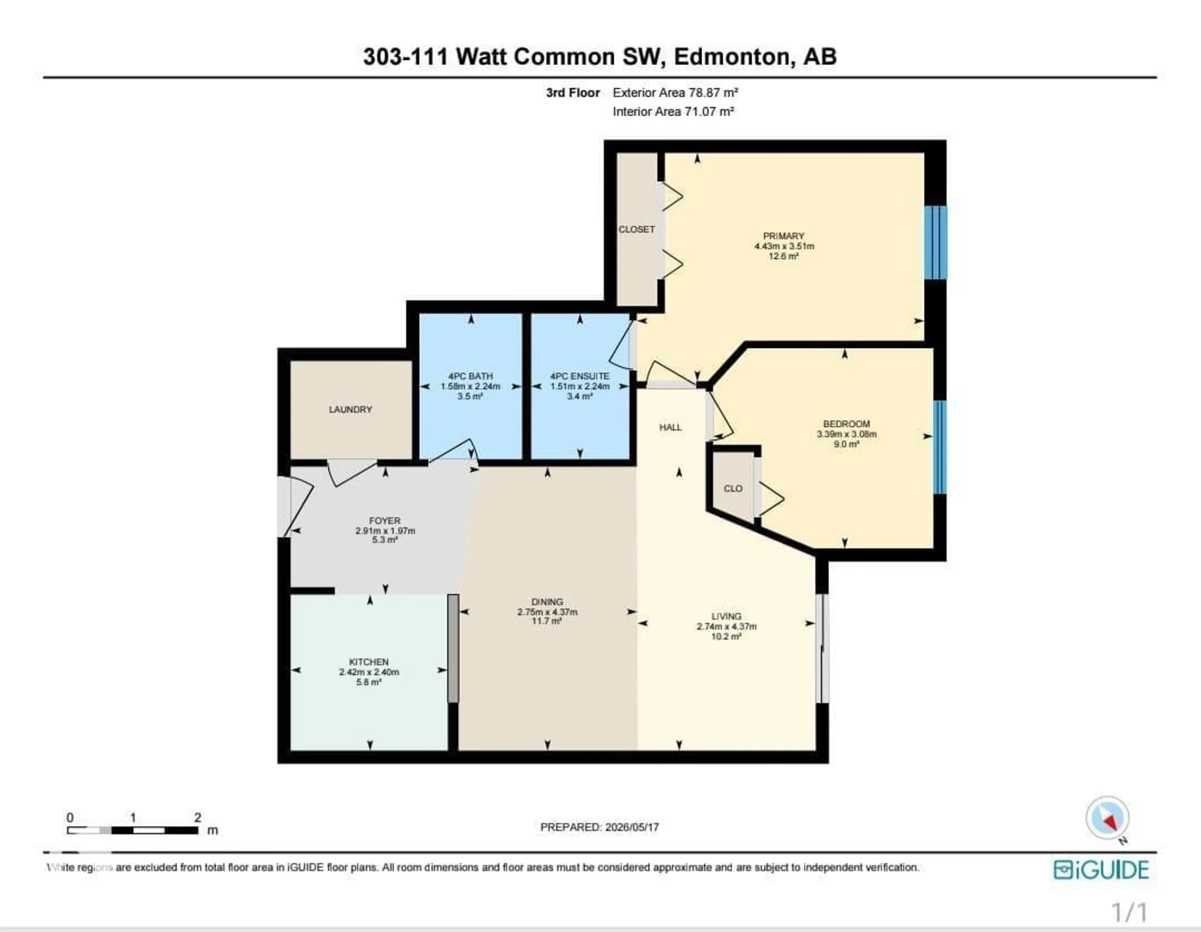 Floor plan for #303 - 111 WATT CM, Edmonton Alberta T6X2C6