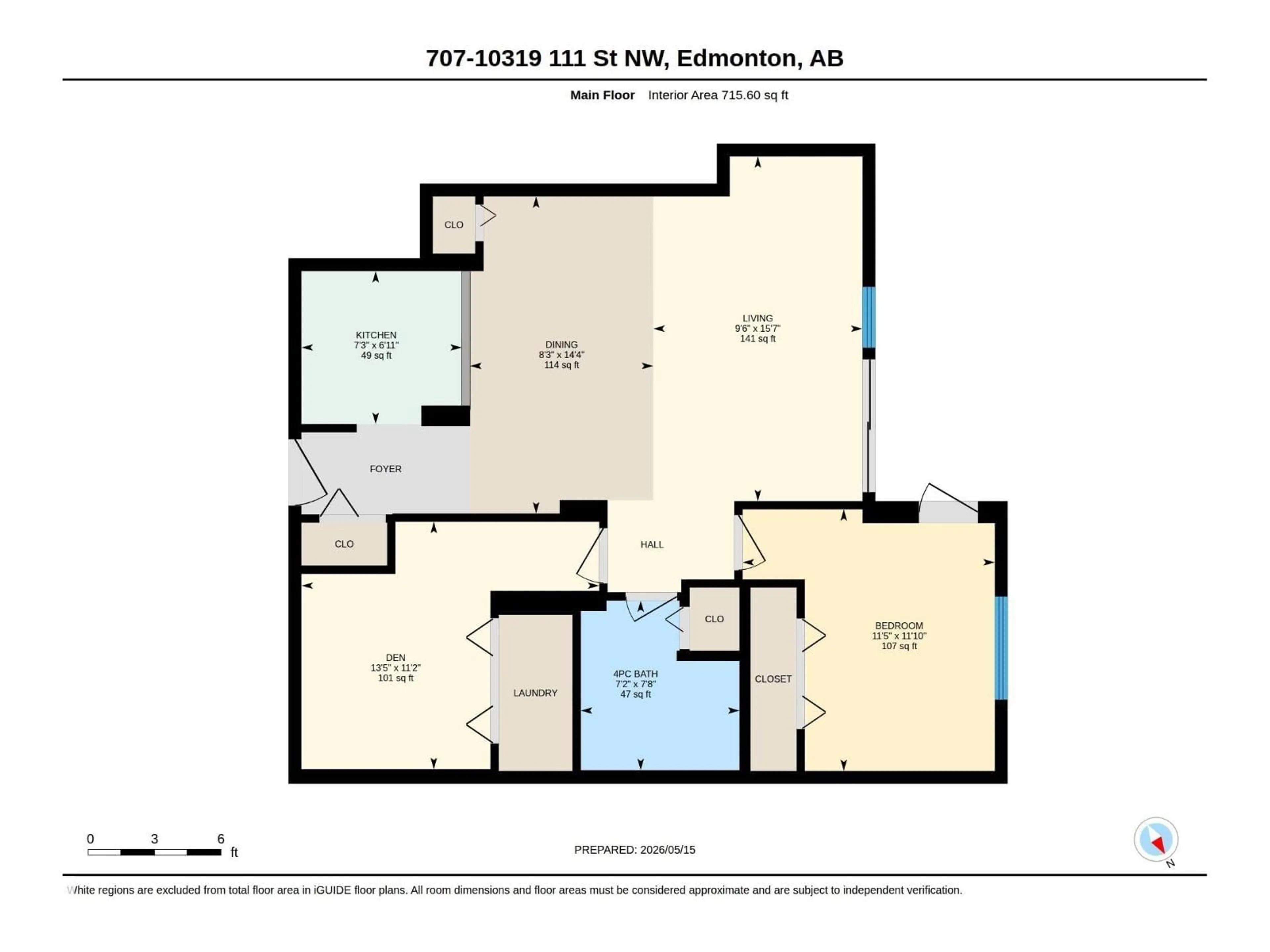 Floor plan for 707 10319 111 ST NW, Edmonton Alberta T5K0A2