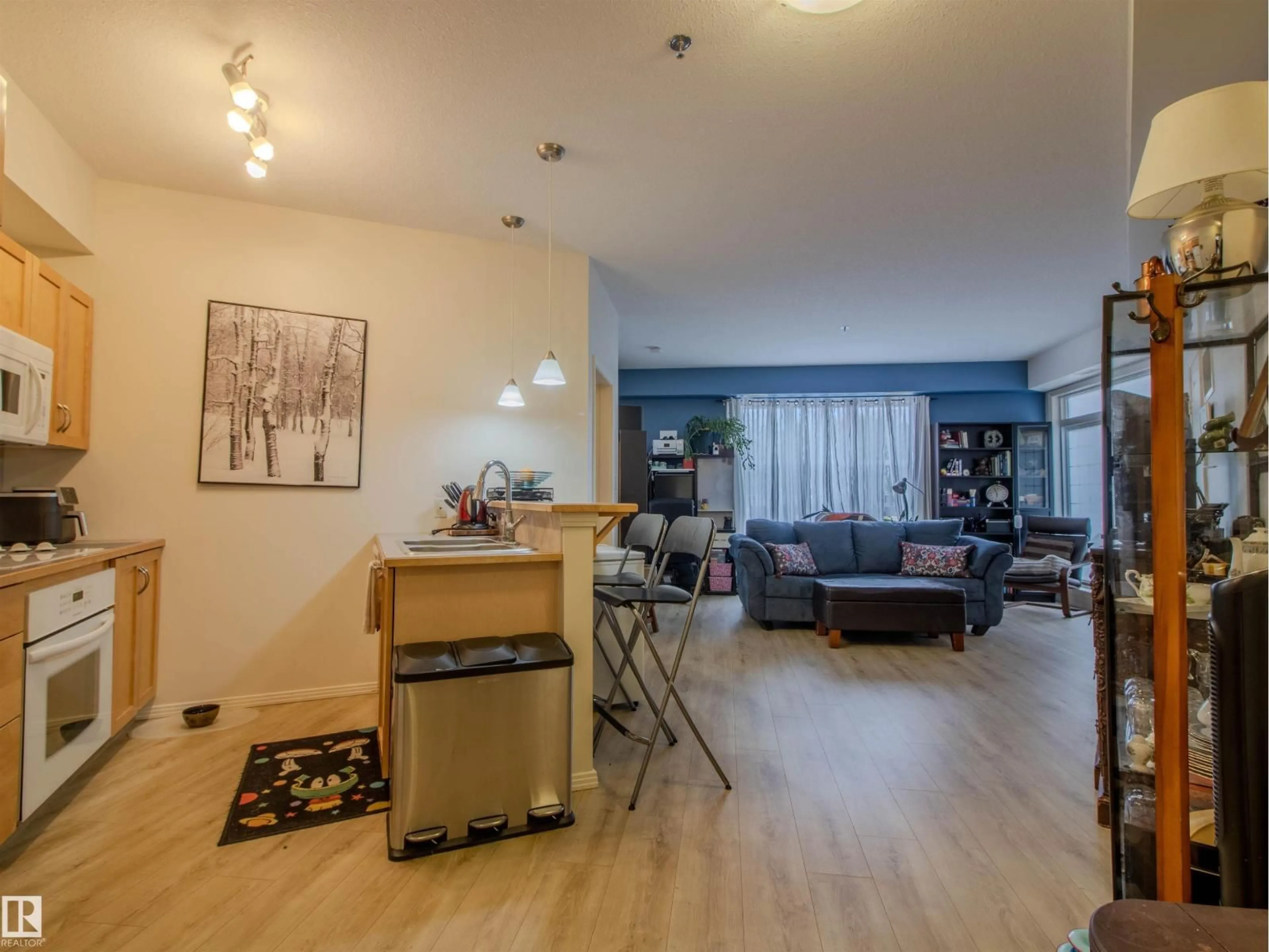 Living room with furniture, wood/laminate floor for 171 - 4823 104A ST, Edmonton Alberta T6H0R5